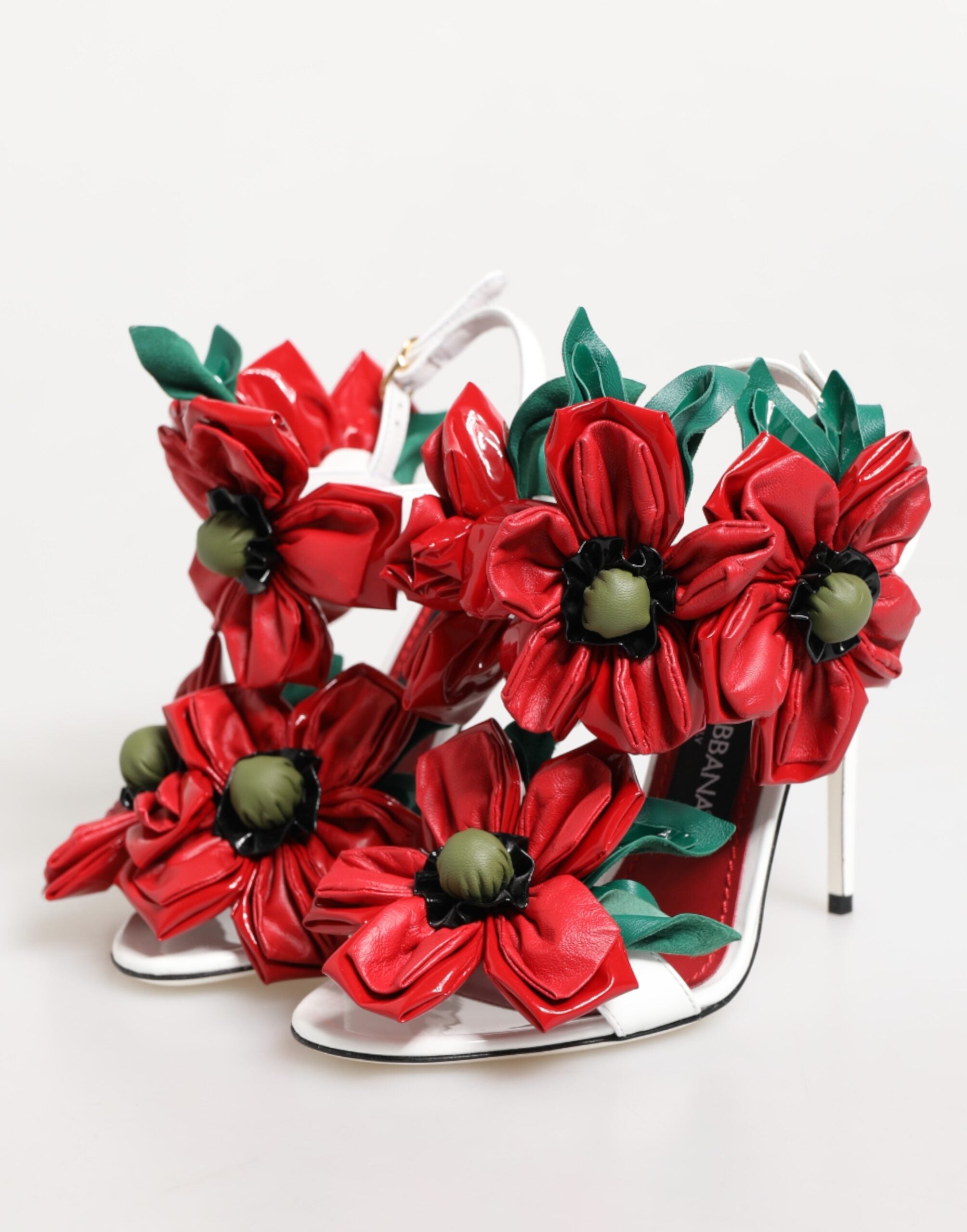 White Red Floral Detailing Sandals Shoes - ventzia