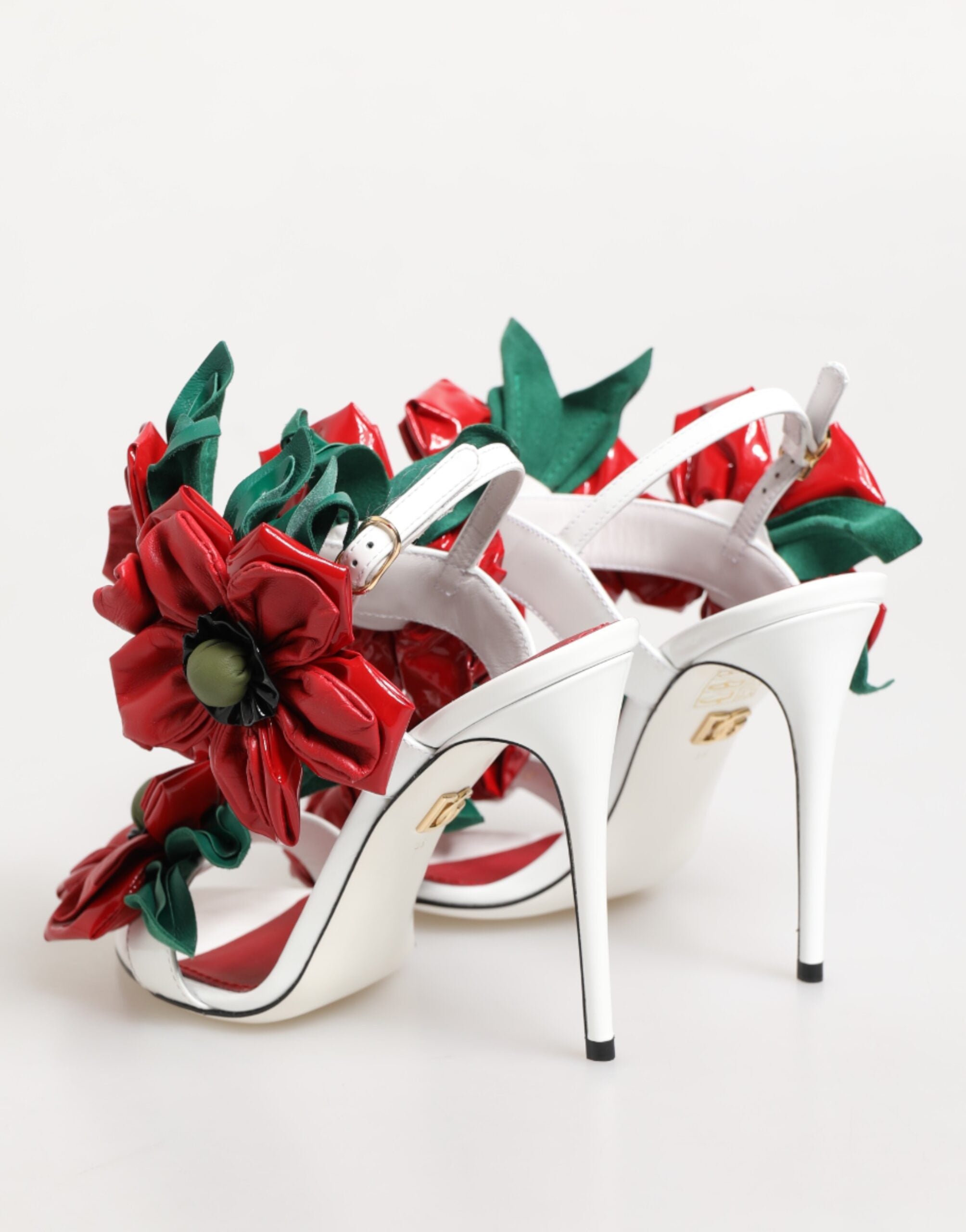 White Red Floral Detailing Sandals Shoes - ventzia