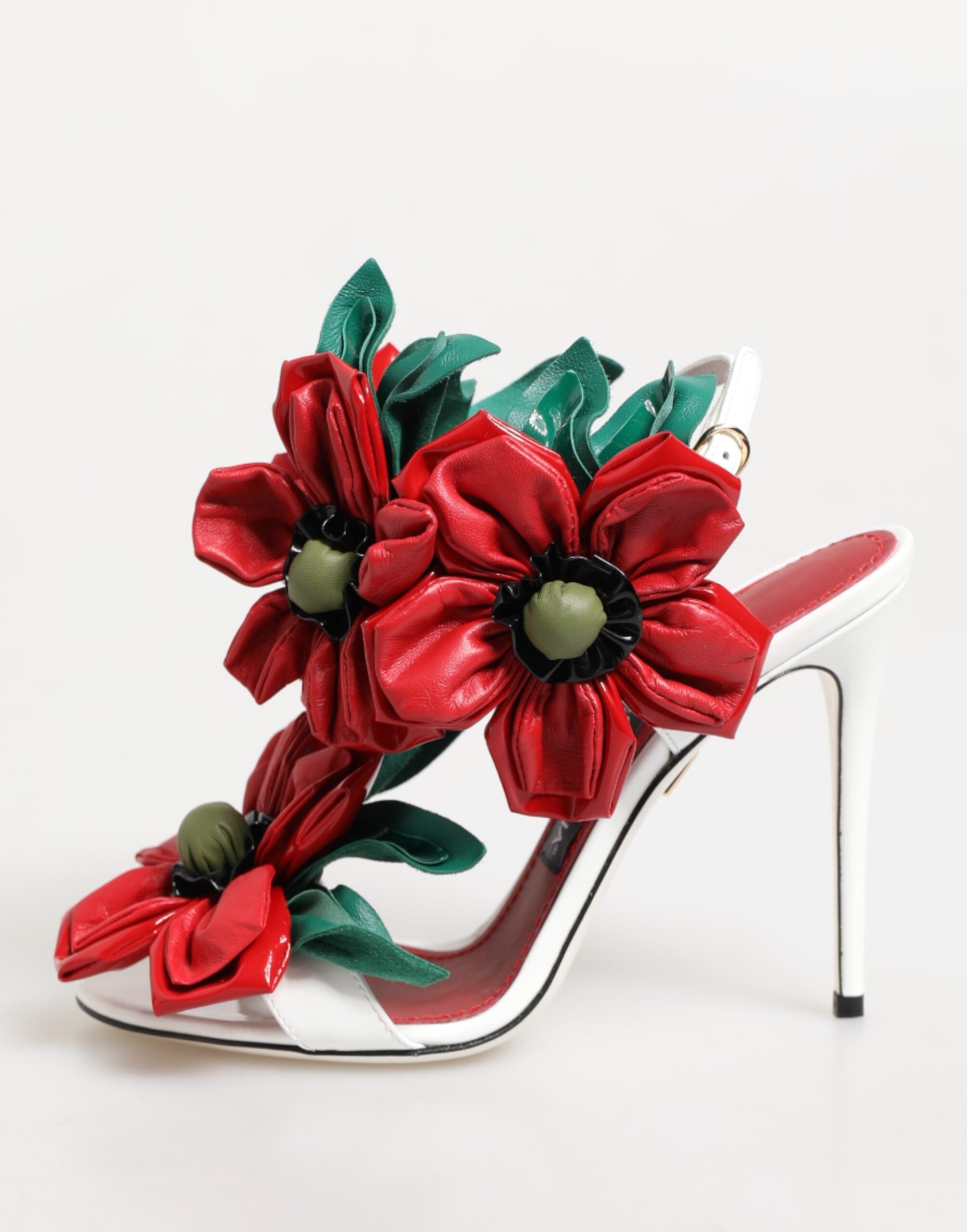 White Red Floral Detailing Sandals Shoes - ventzia