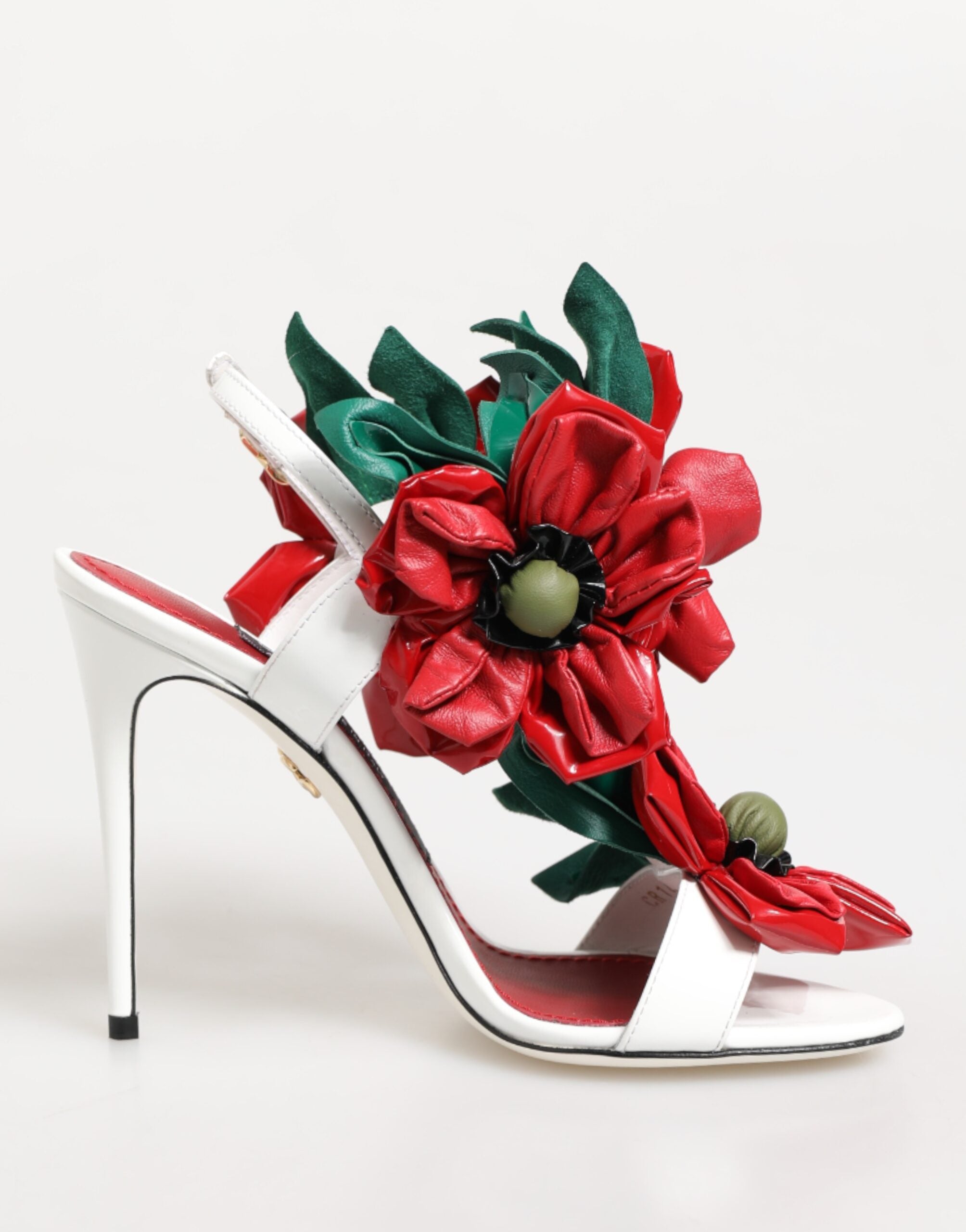 White Red Floral Detailing Sandals Shoes - ventzia