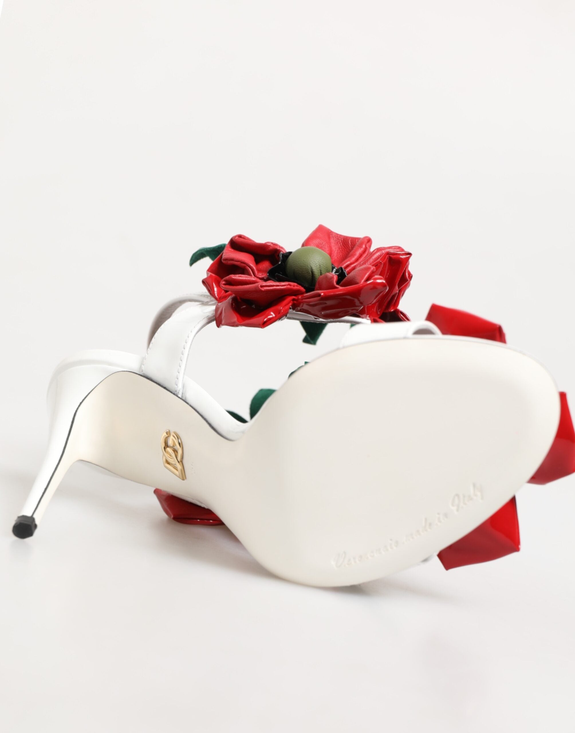 White Red Floral Detailing Sandals Shoes - ventzia