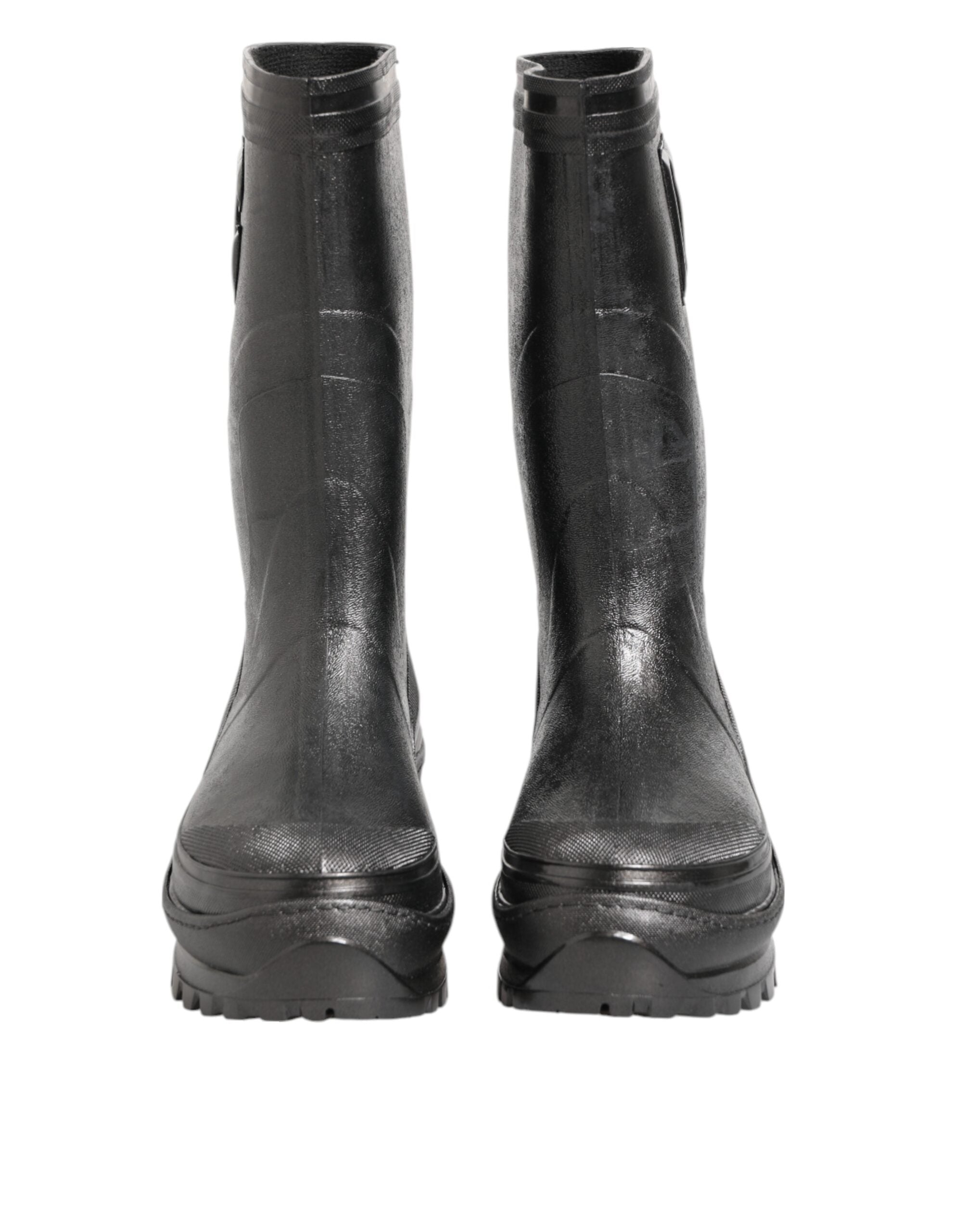 Metallic Black Pull On Rain Boots Men Shoes - ventzia