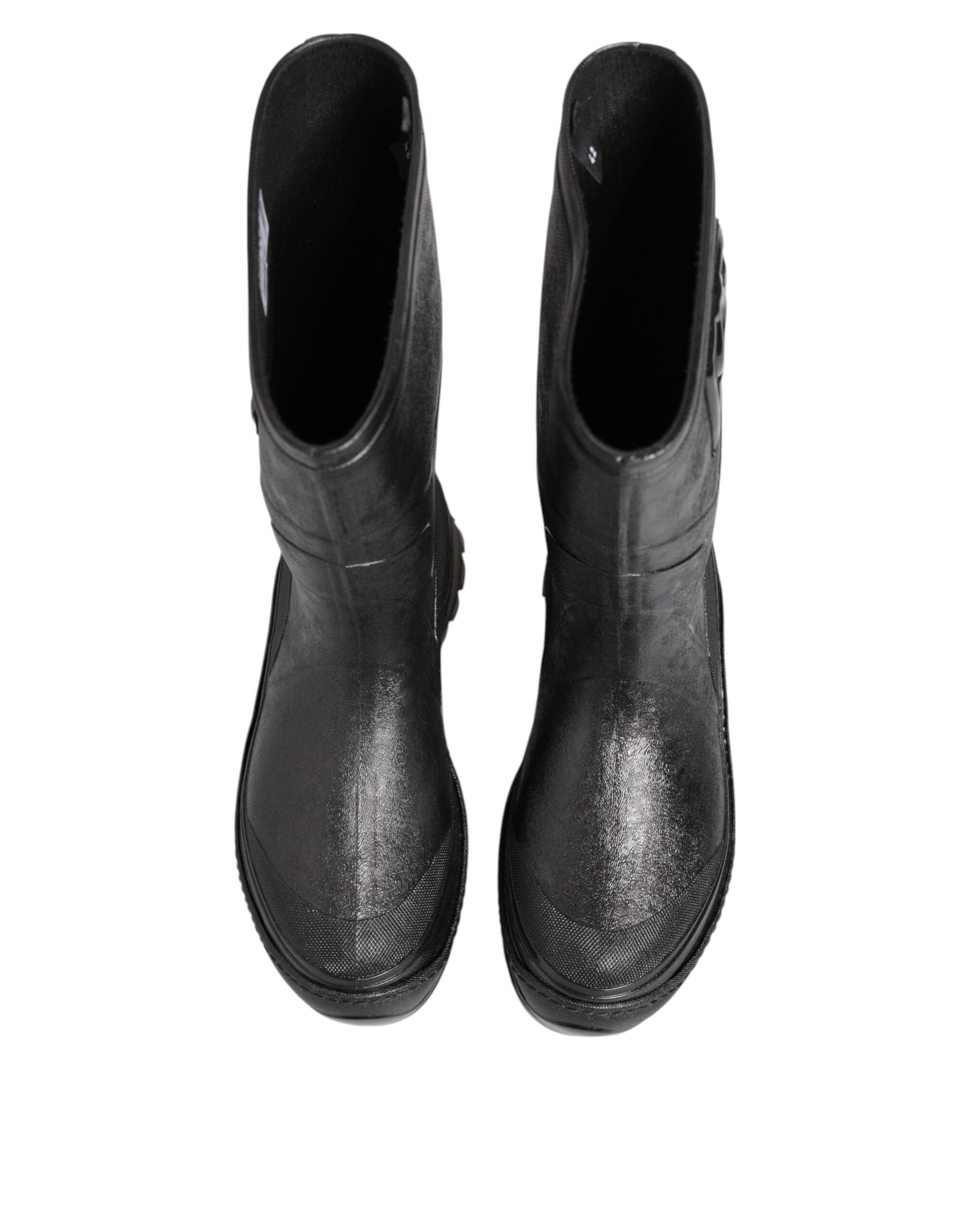 Metallic Black Pull On Rain Boots Men Shoes - ventzia