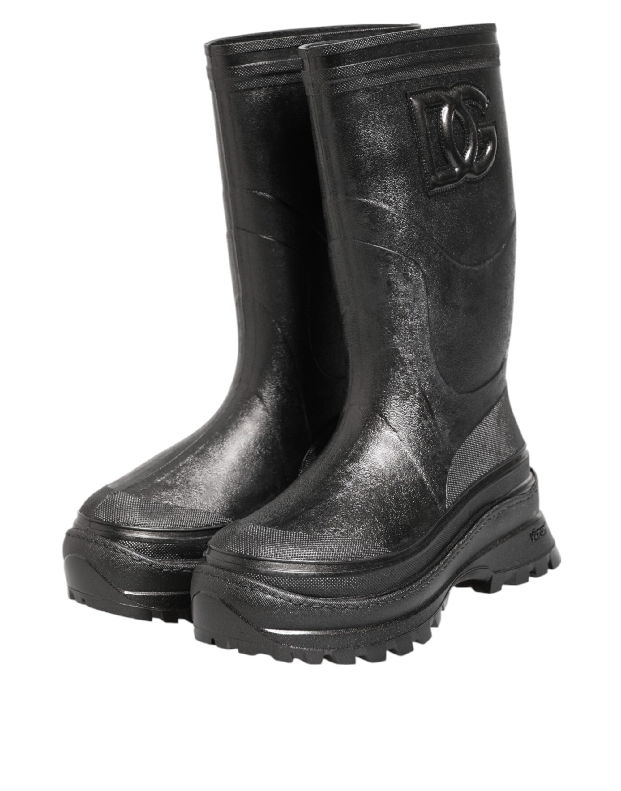 Metallic Black Pull On Rain Boots Men Shoes - ventzia