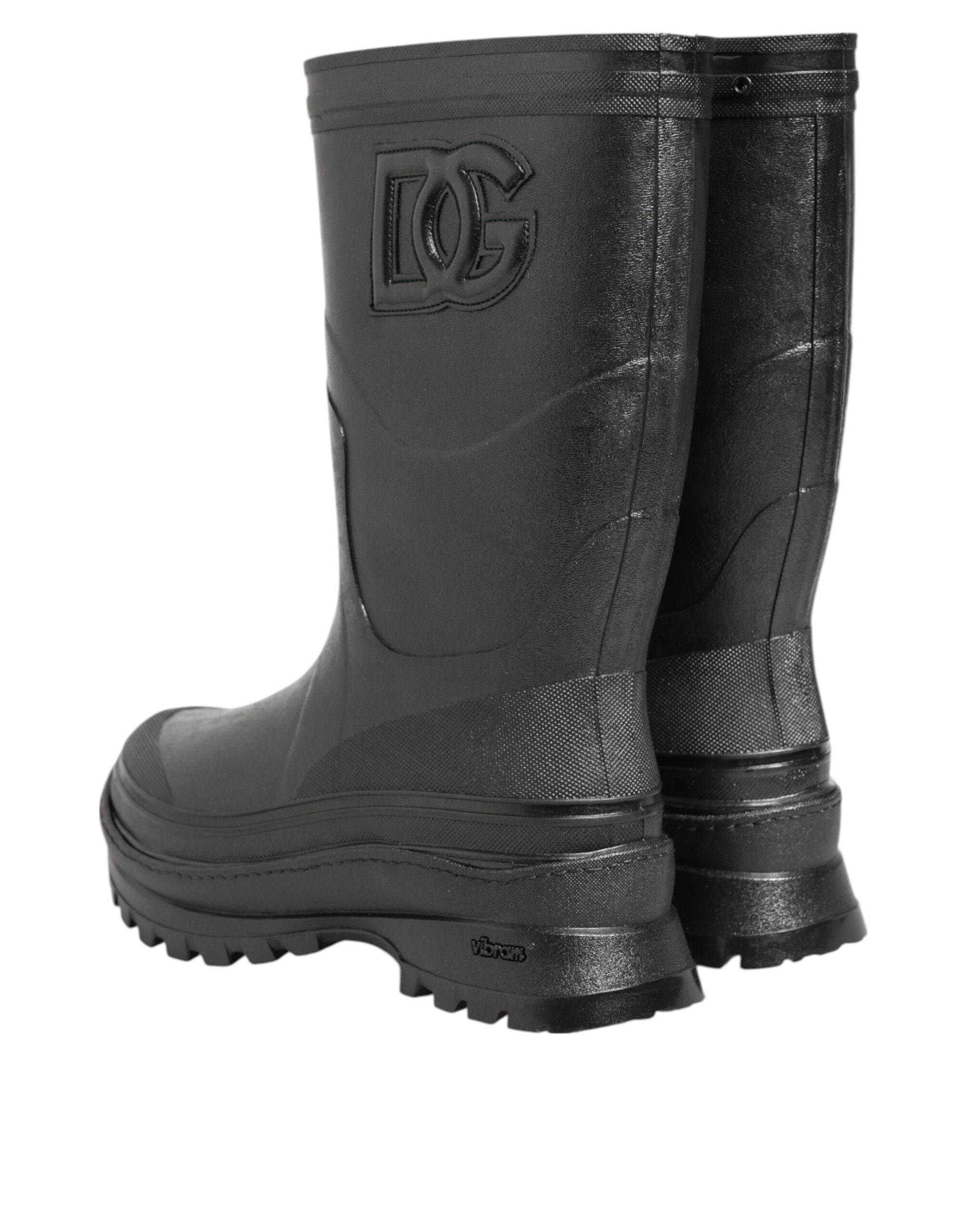 Metallic Black Pull On Rain Boots Men Shoes - ventzia