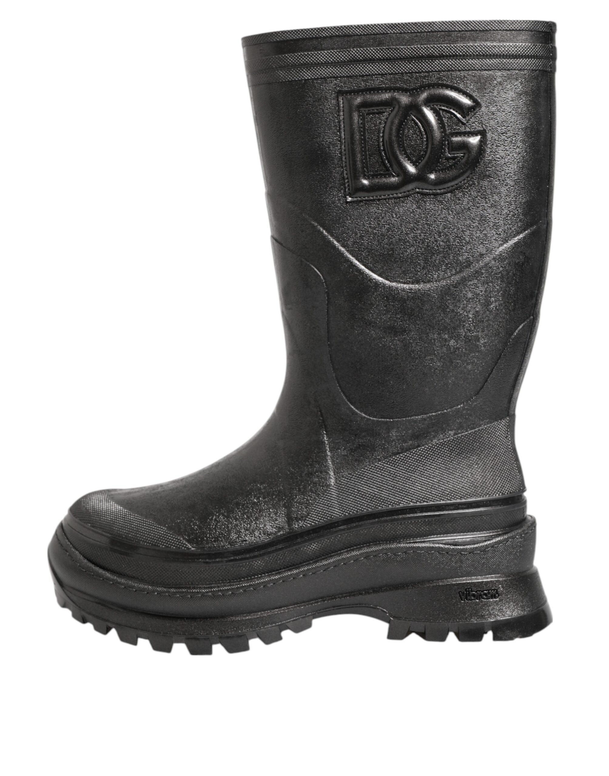Metallic Black Pull On Rain Boots Men Shoes - ventzia