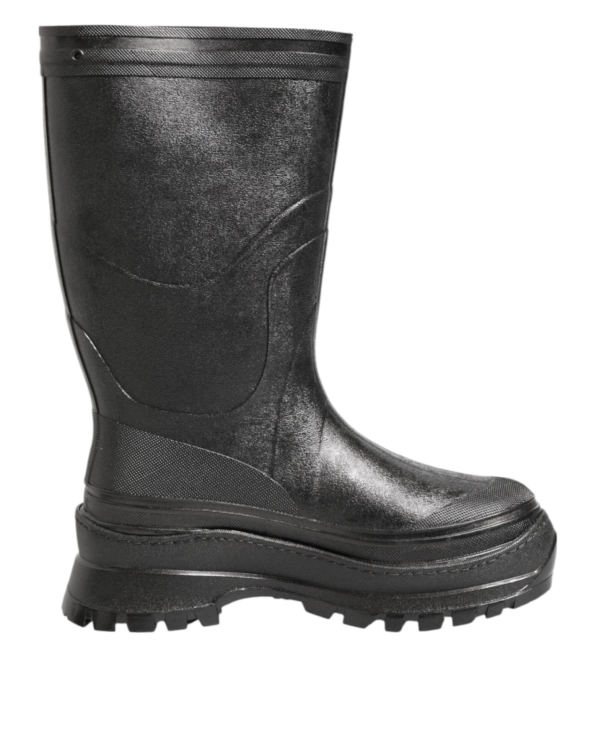 Metallic Black Pull On Rain Boots Men Shoes - ventzia