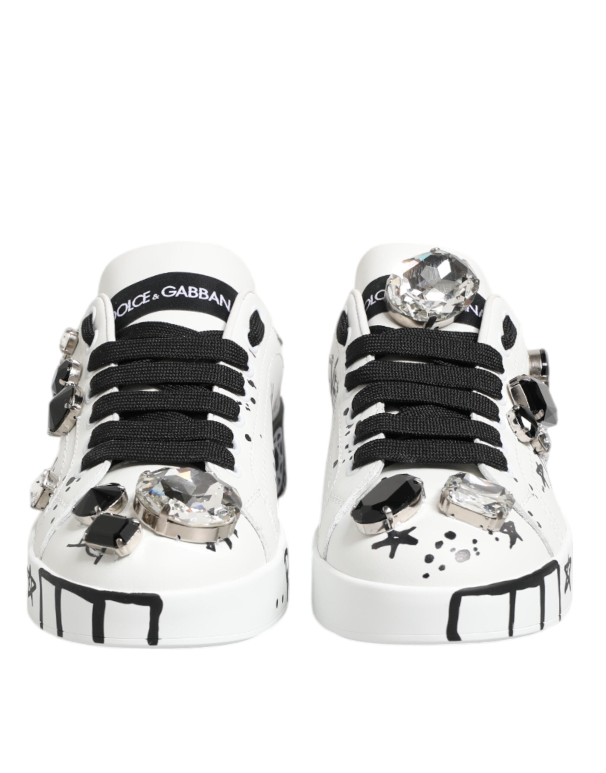 White Portofino Crystal Sneakers  Shoes - ventzia