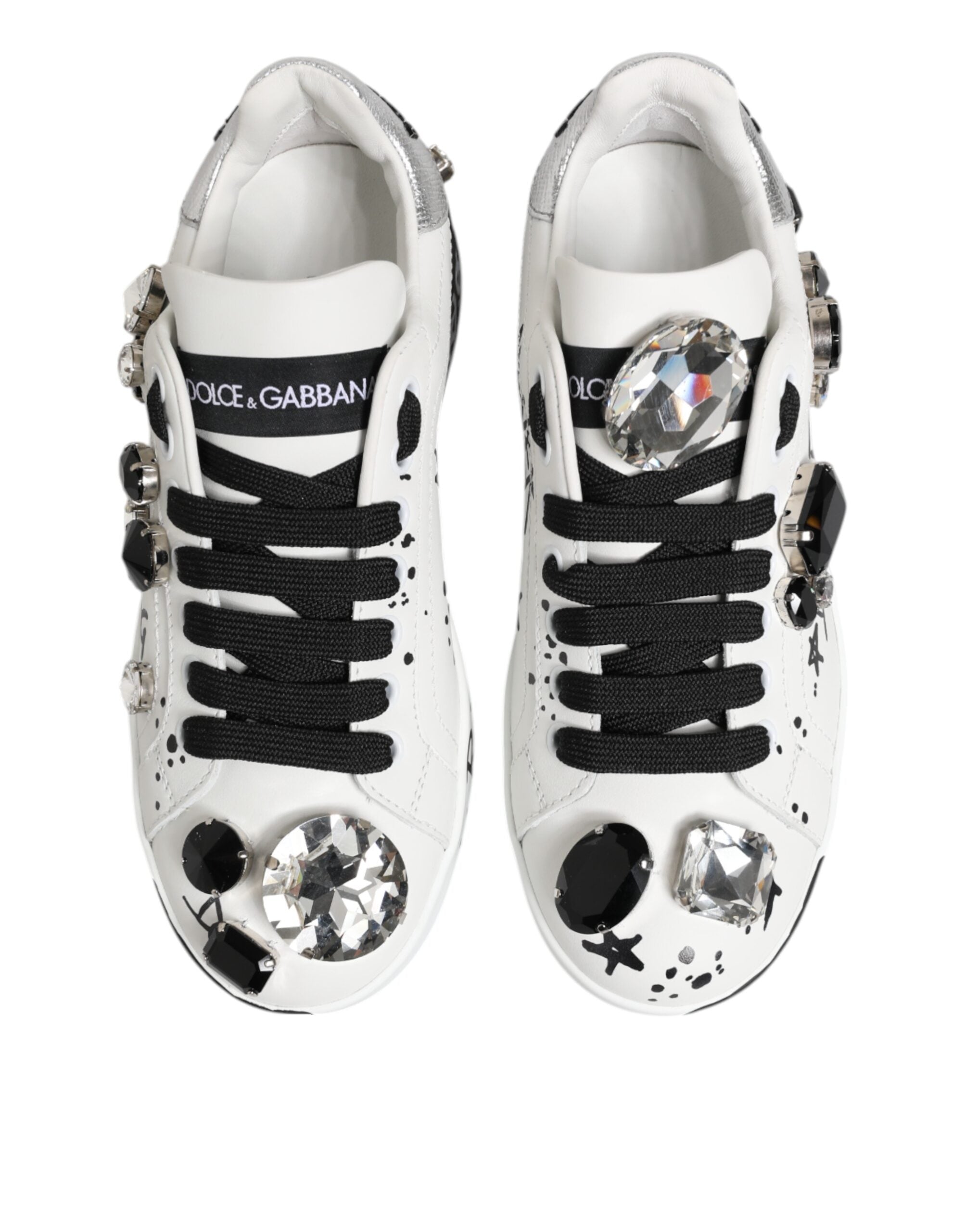 White Portofino Crystal Sneakers  Shoes - ventzia