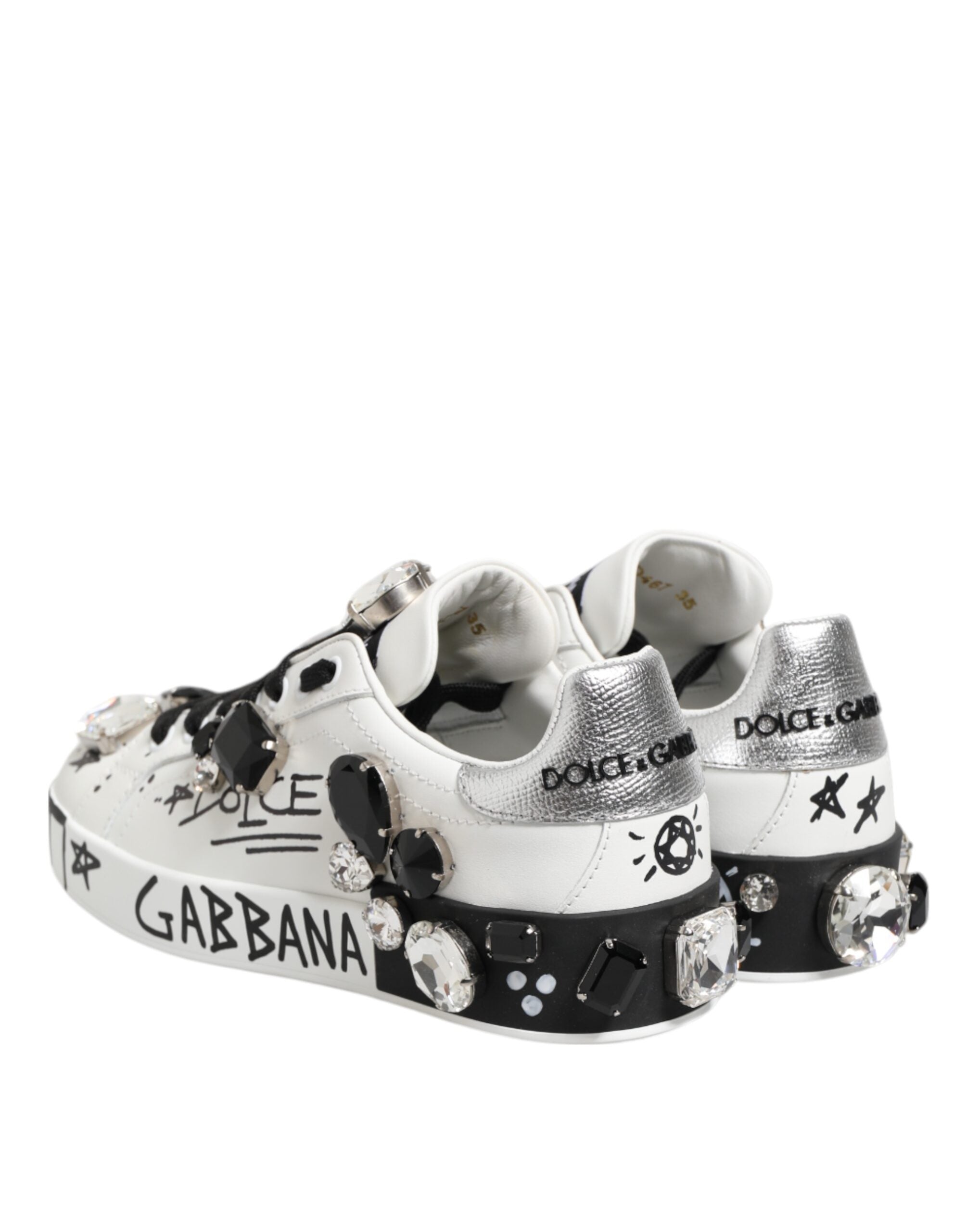 White Portofino Crystal Sneakers  Shoes - ventzia