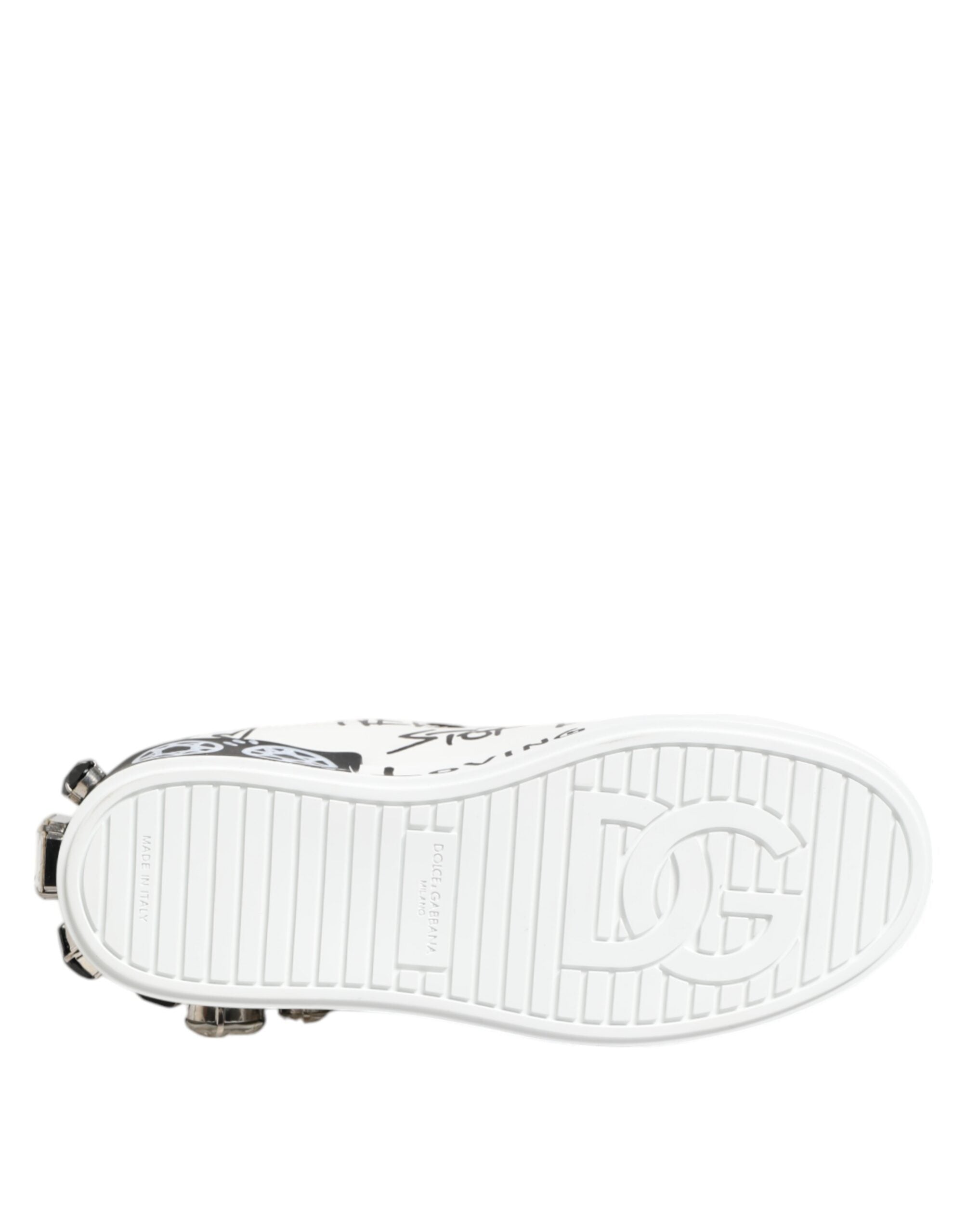 White Portofino Crystal Sneakers  Shoes - ventzia