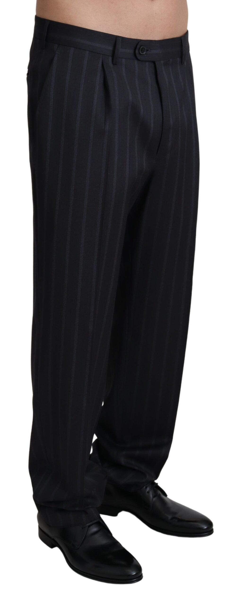 Gray Wool Blend Formal Trousers Pants - ventzia
