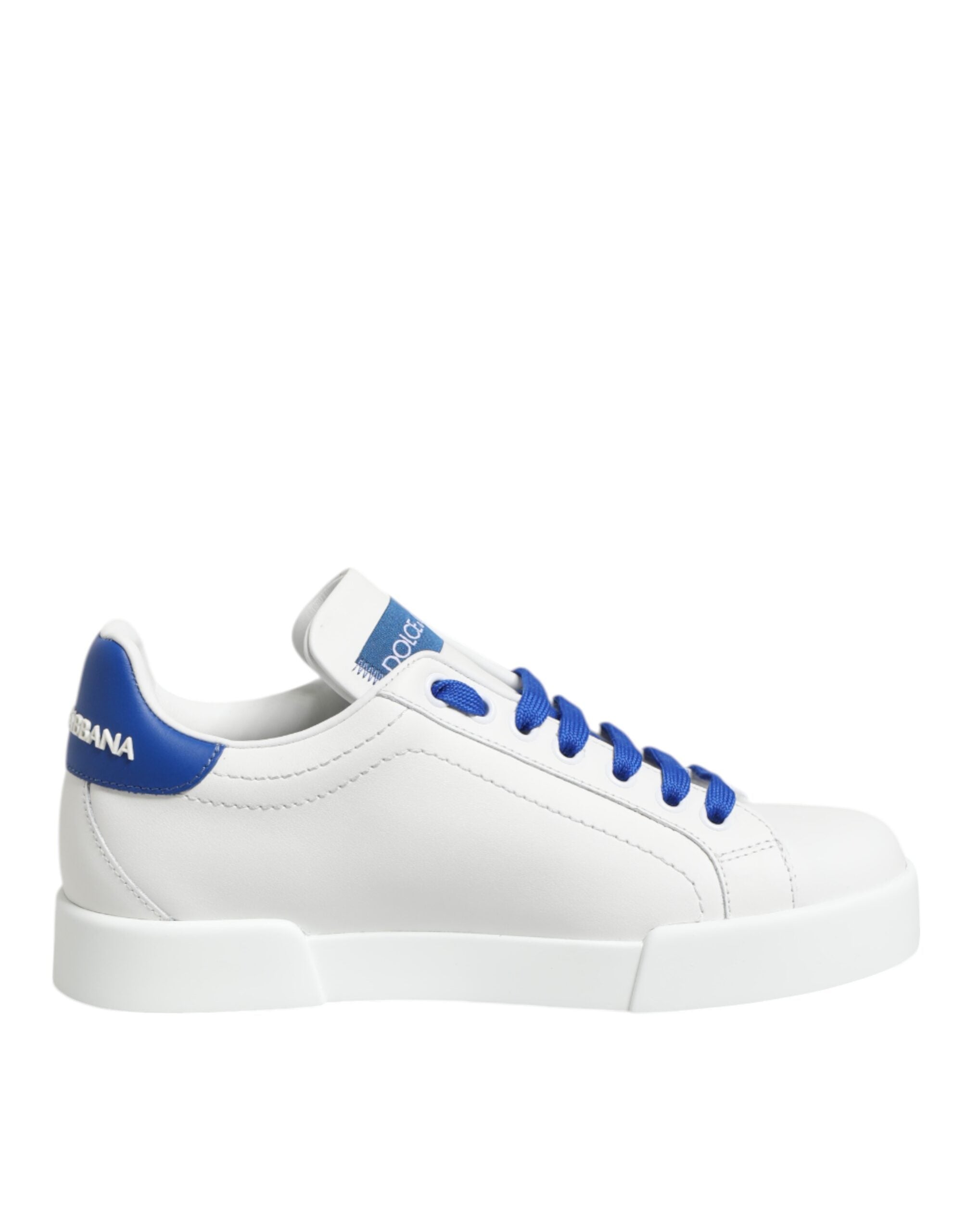 White Blue Leather Low Top Sneakers Shoes - ventzia