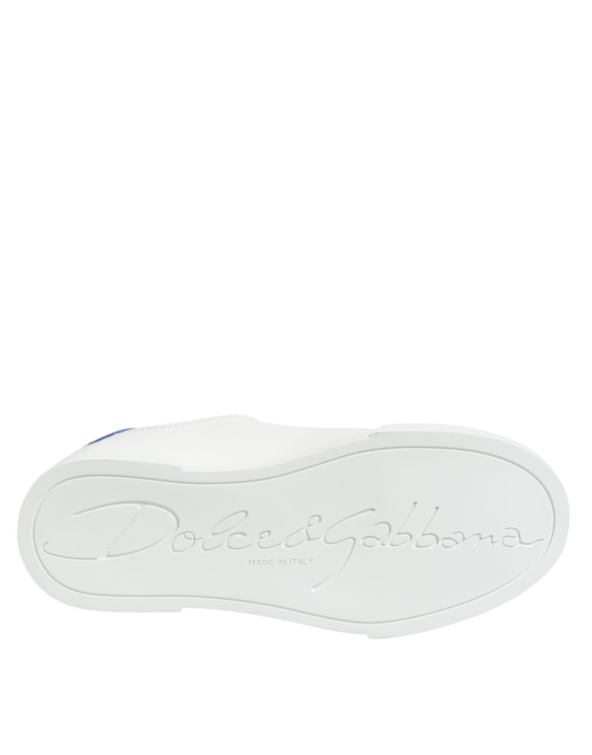 White Blue Leather Low Top Sneakers Shoes - ventzia