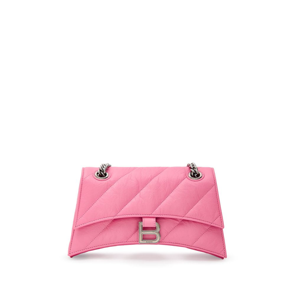 Pink Leather Shoulder Bag - ventzia