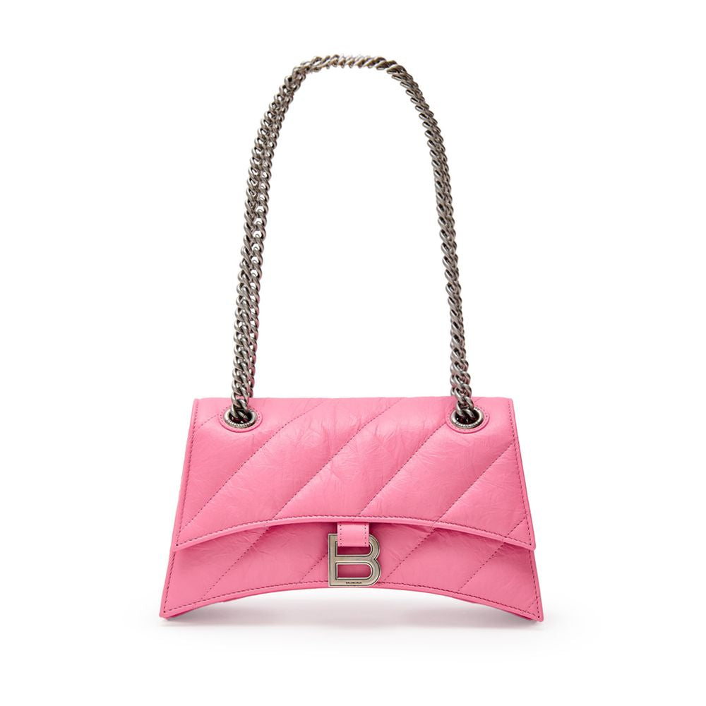 Pink Leather Shoulder Bag - ventzia