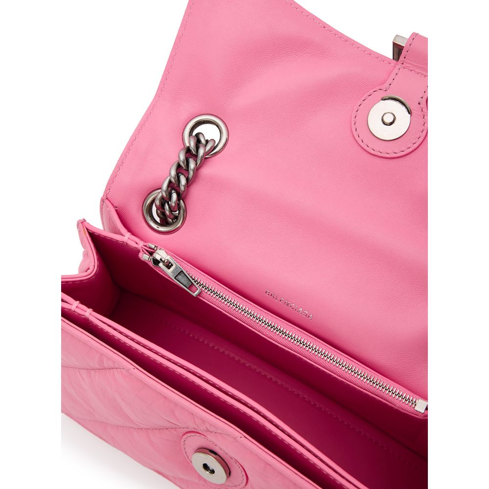Pink Leather Shoulder Bag - ventzia