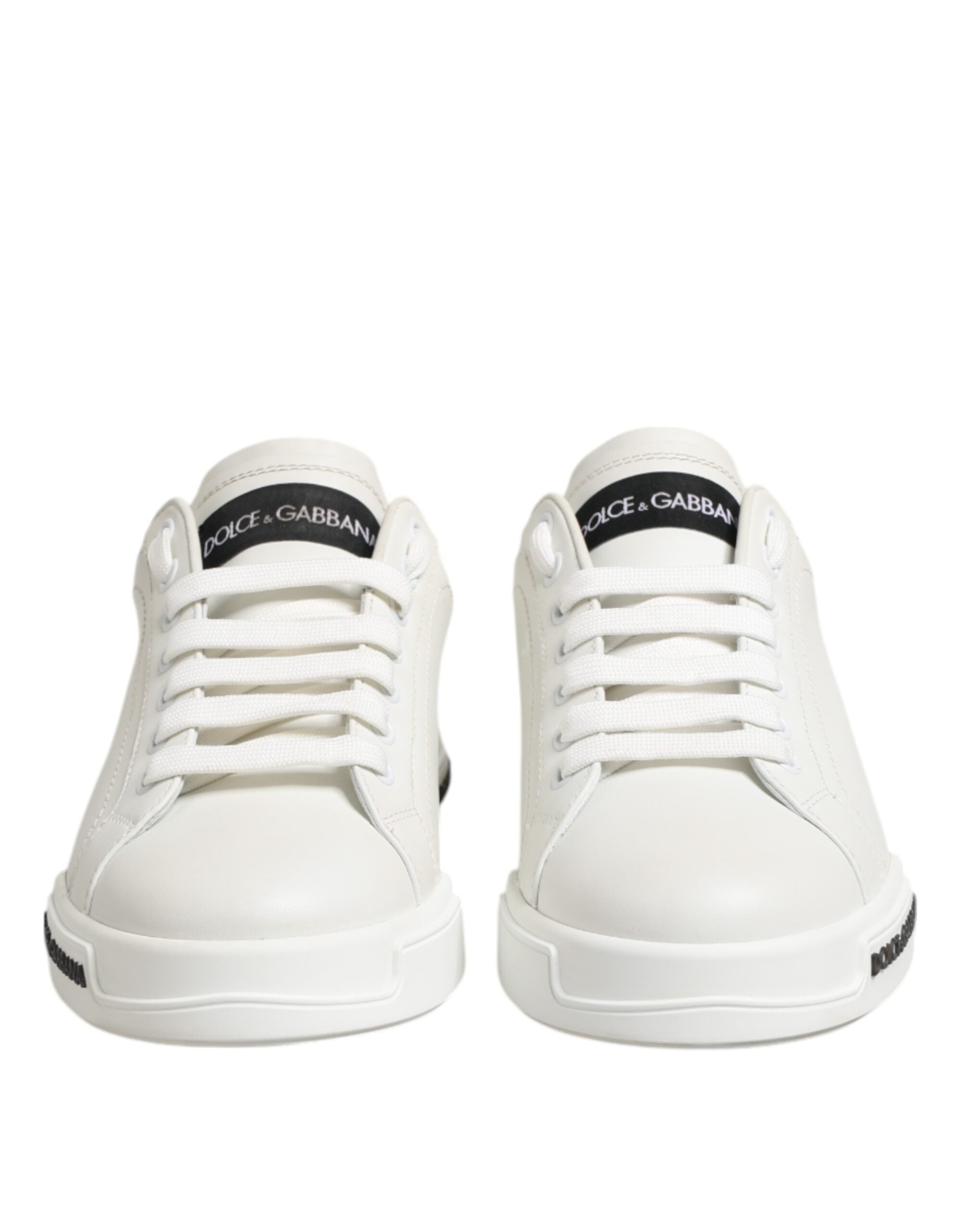 Black White Leather Portofino Sneaker Shoes - ventzia