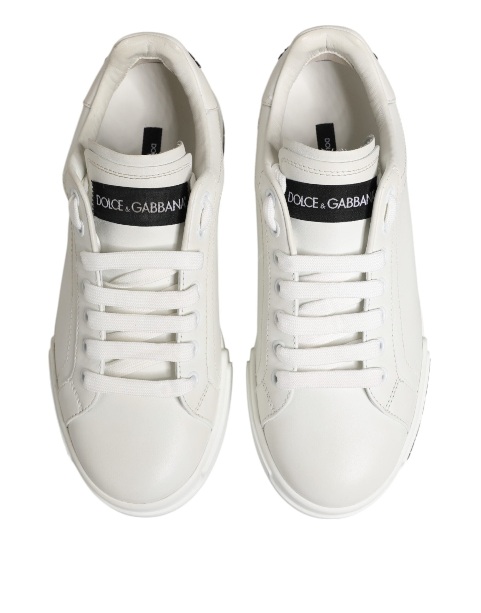 Black White Leather Portofino Sneaker Shoes - ventzia