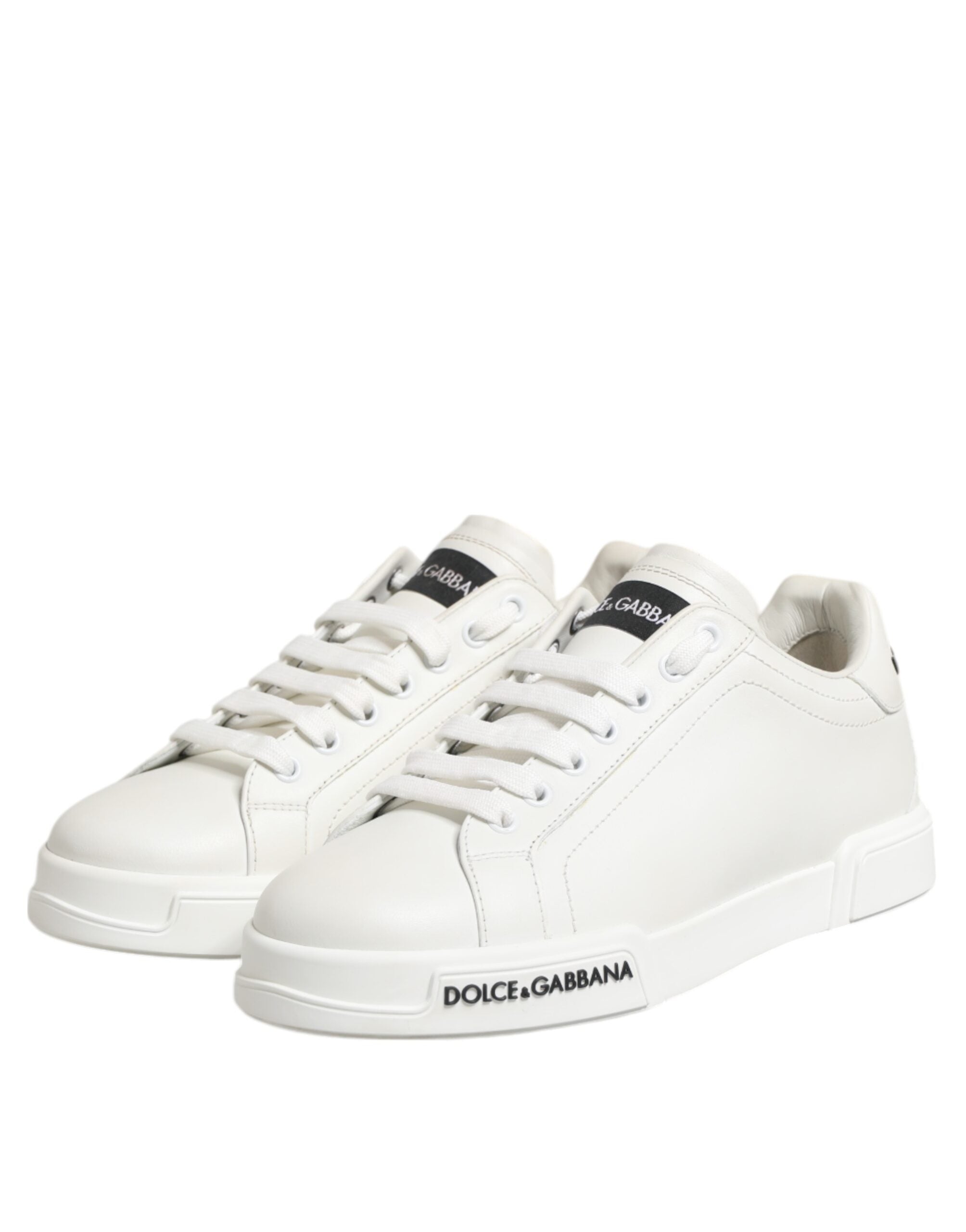 Black White Leather Portofino Sneaker Shoes - ventzia