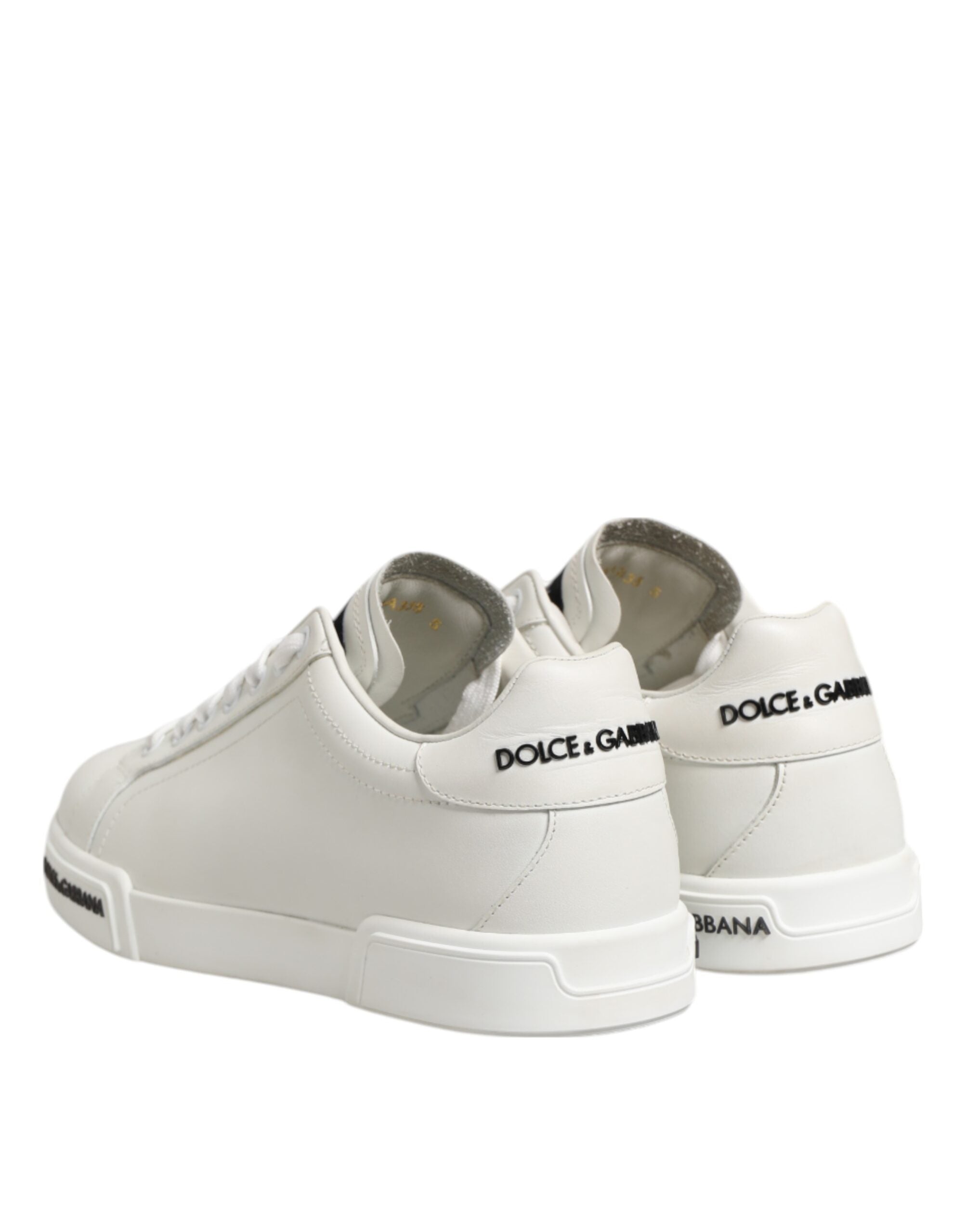Black White Leather Portofino Sneaker Shoes - ventzia