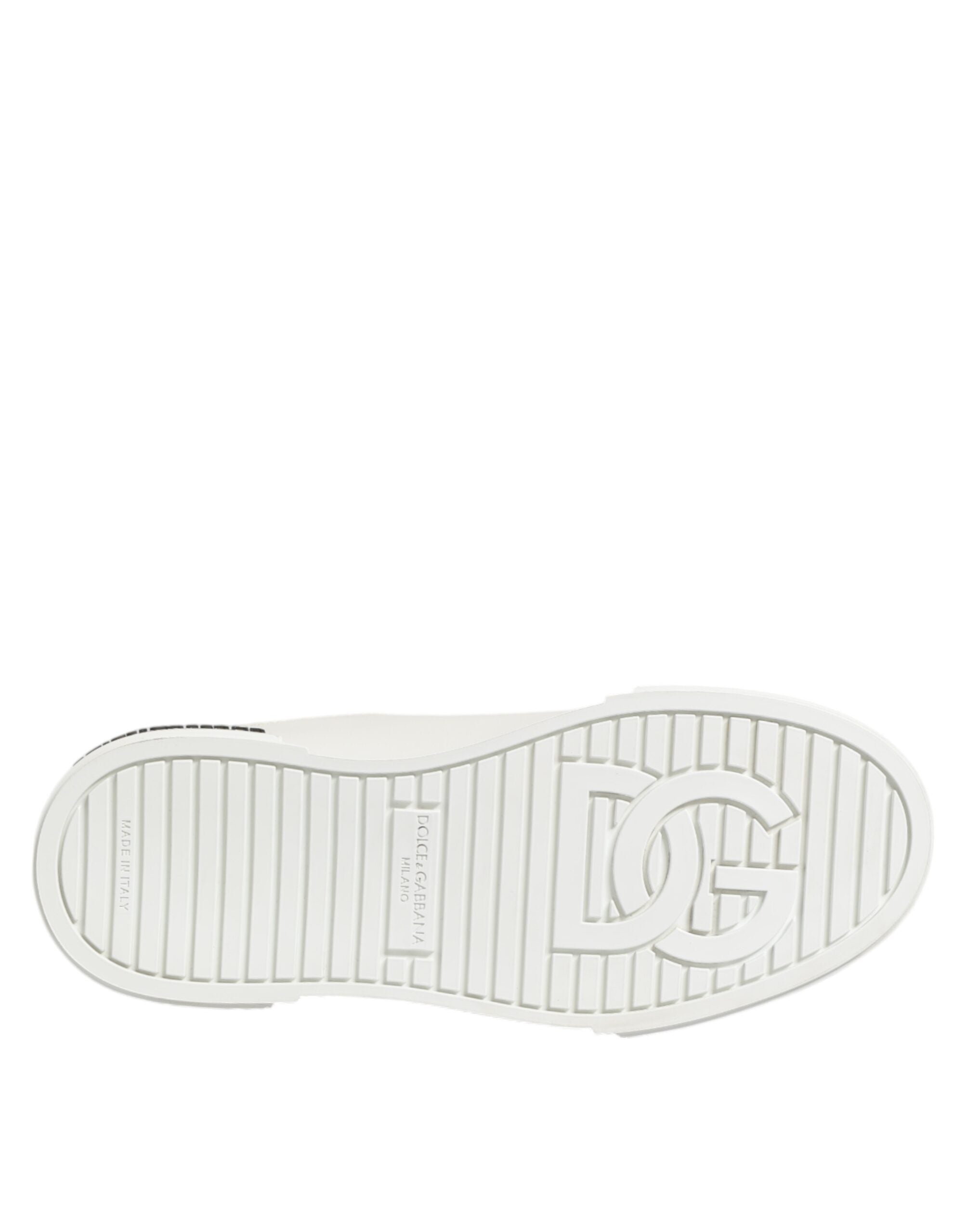 Black White Leather Portofino Sneaker Shoes - ventzia