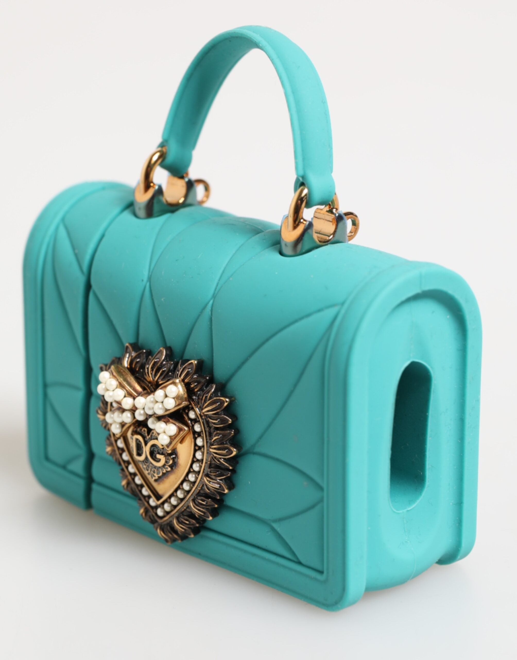 Turquoise Silicone Devotion Heart Cover Bag Airpods Case - ventzia