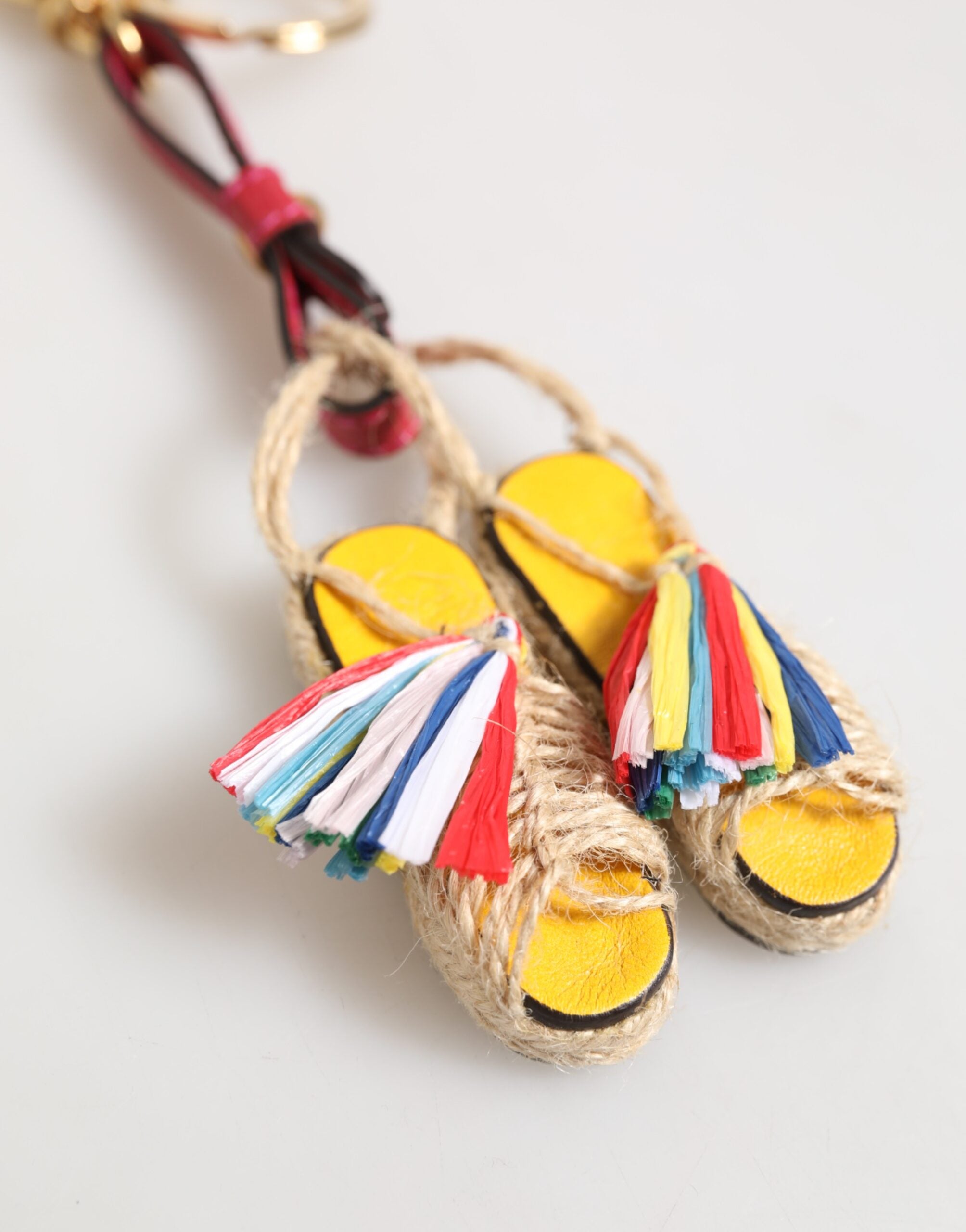Red Yellow Mini Espadrille Style Charm Keychain Keyring - ventzia