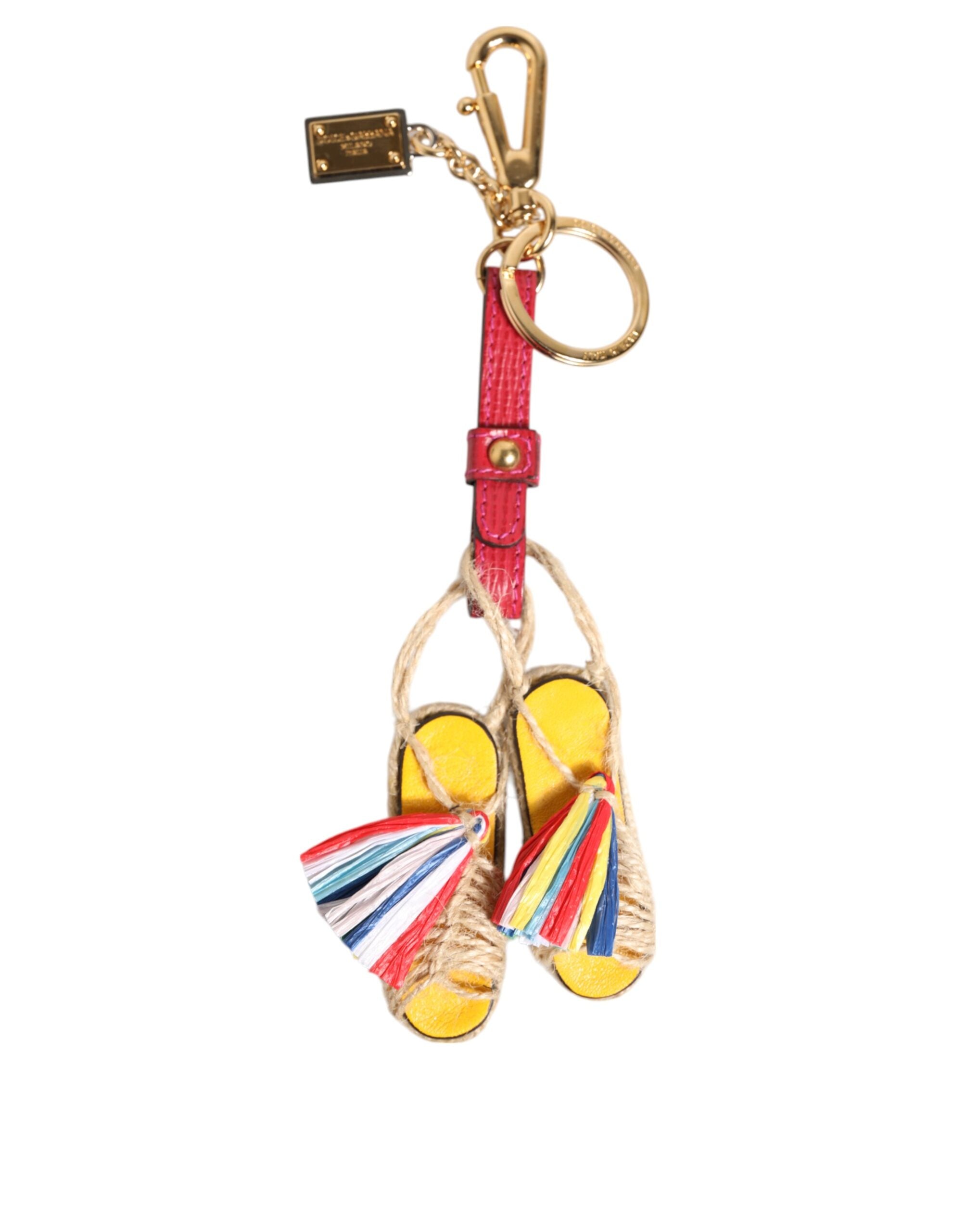 Red Yellow Mini Espadrille Style Charm Keychain Keyring - ventzia