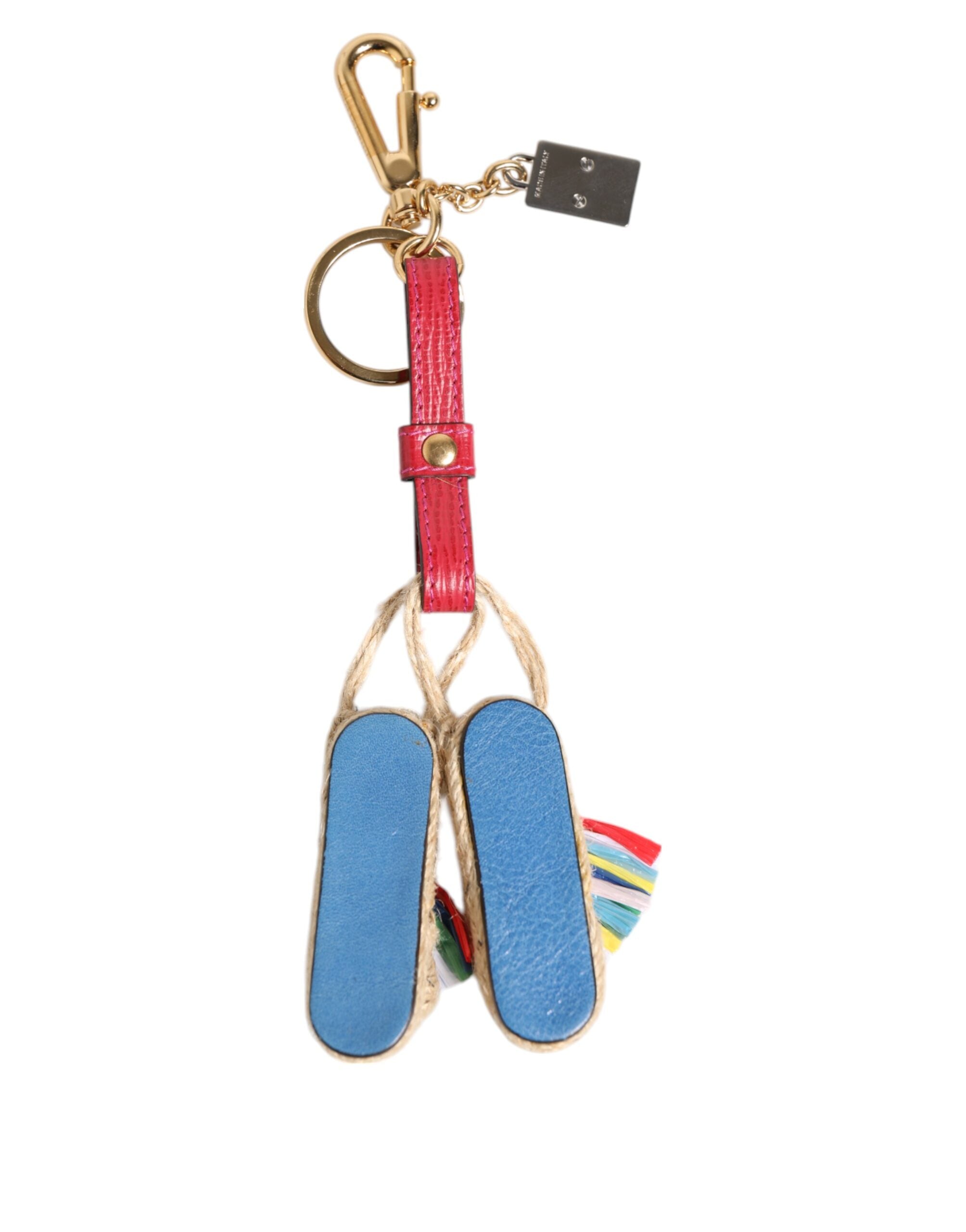 Red Yellow Mini Espadrille Style Charm Keychain Keyring - ventzia