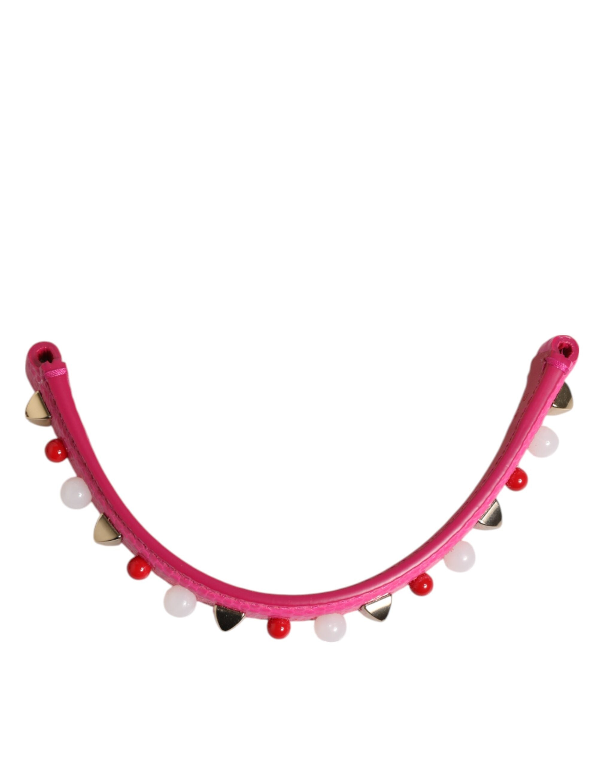 Pink Embellished Leather Bag Handle Women Shoulder Strap - ventzia