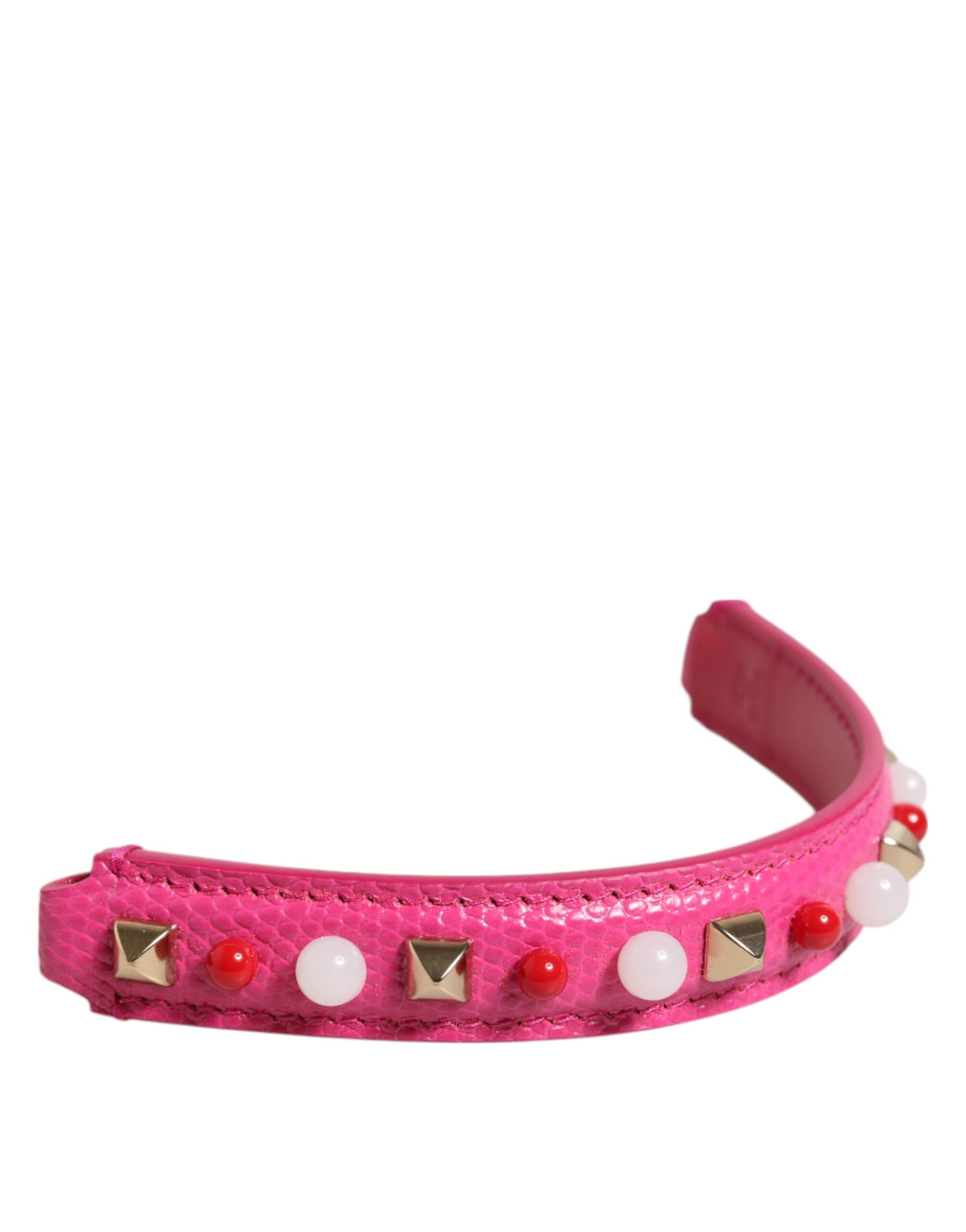 Pink Embellished Leather Bag Handle Women Shoulder Strap - ventzia