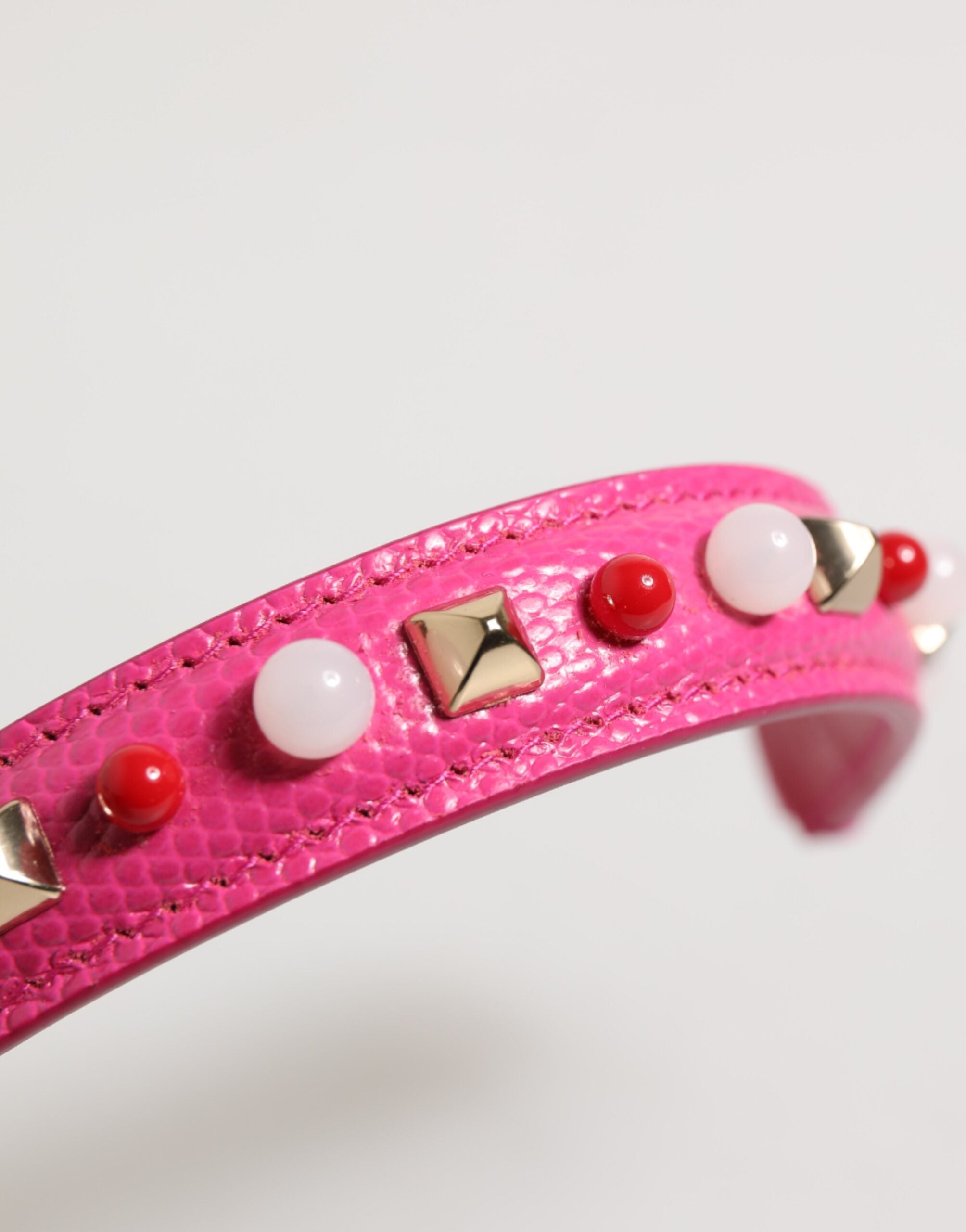 Pink Embellished Leather Bag Handle Women Shoulder Strap - ventzia