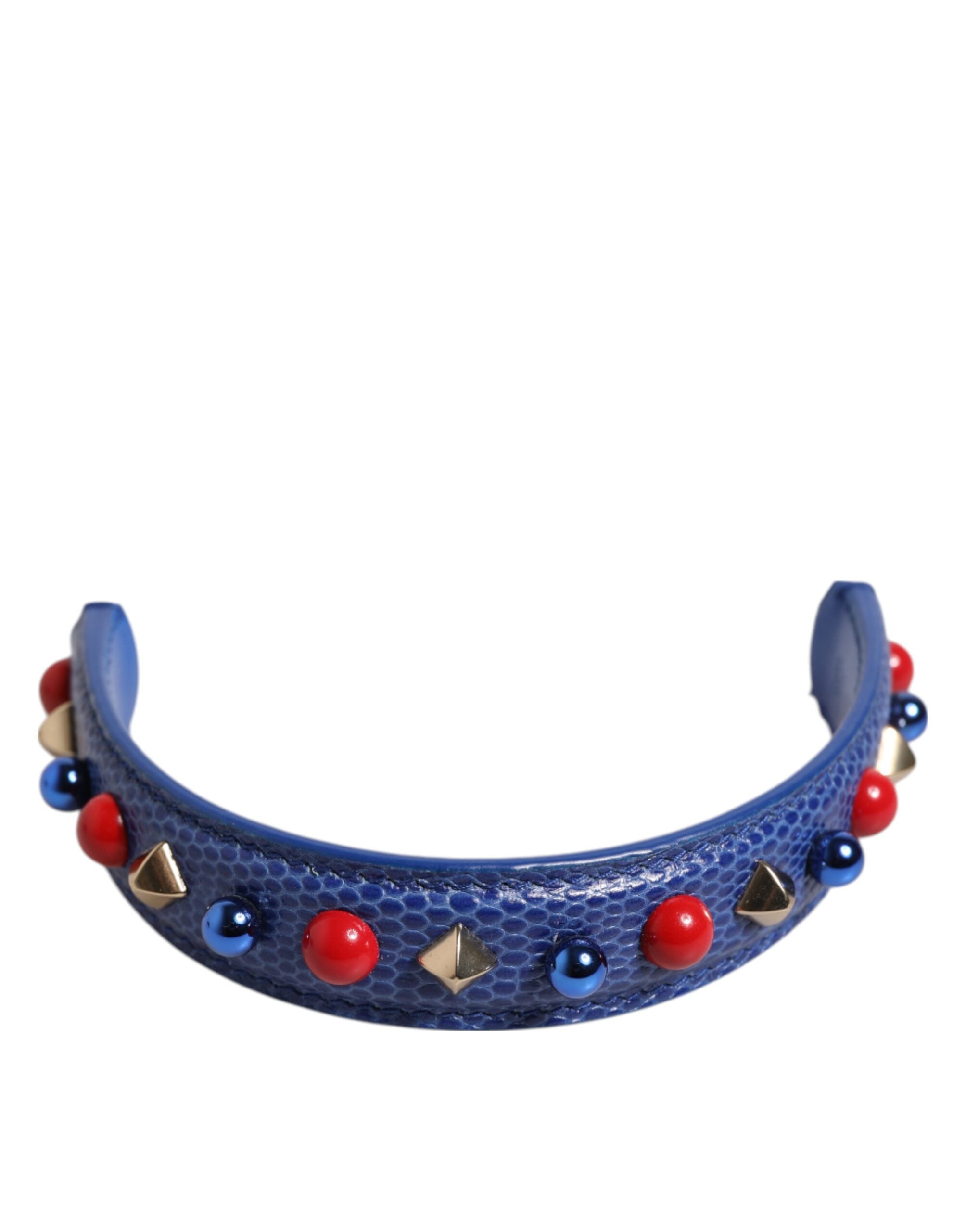 Blue Embellished Leather Bag Handle Women Shoulder Strap - ventzia