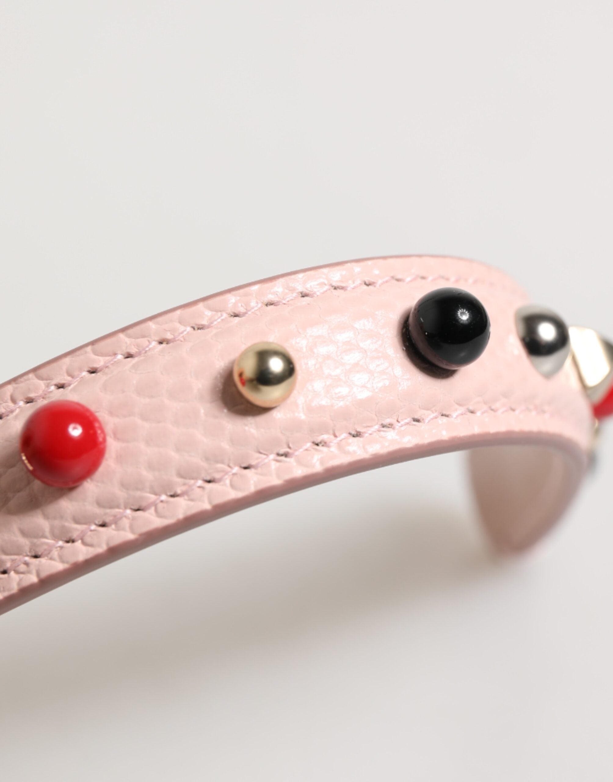 Light Pink Embellished Leather Bag Handle  Shoulder Strap - ventzia