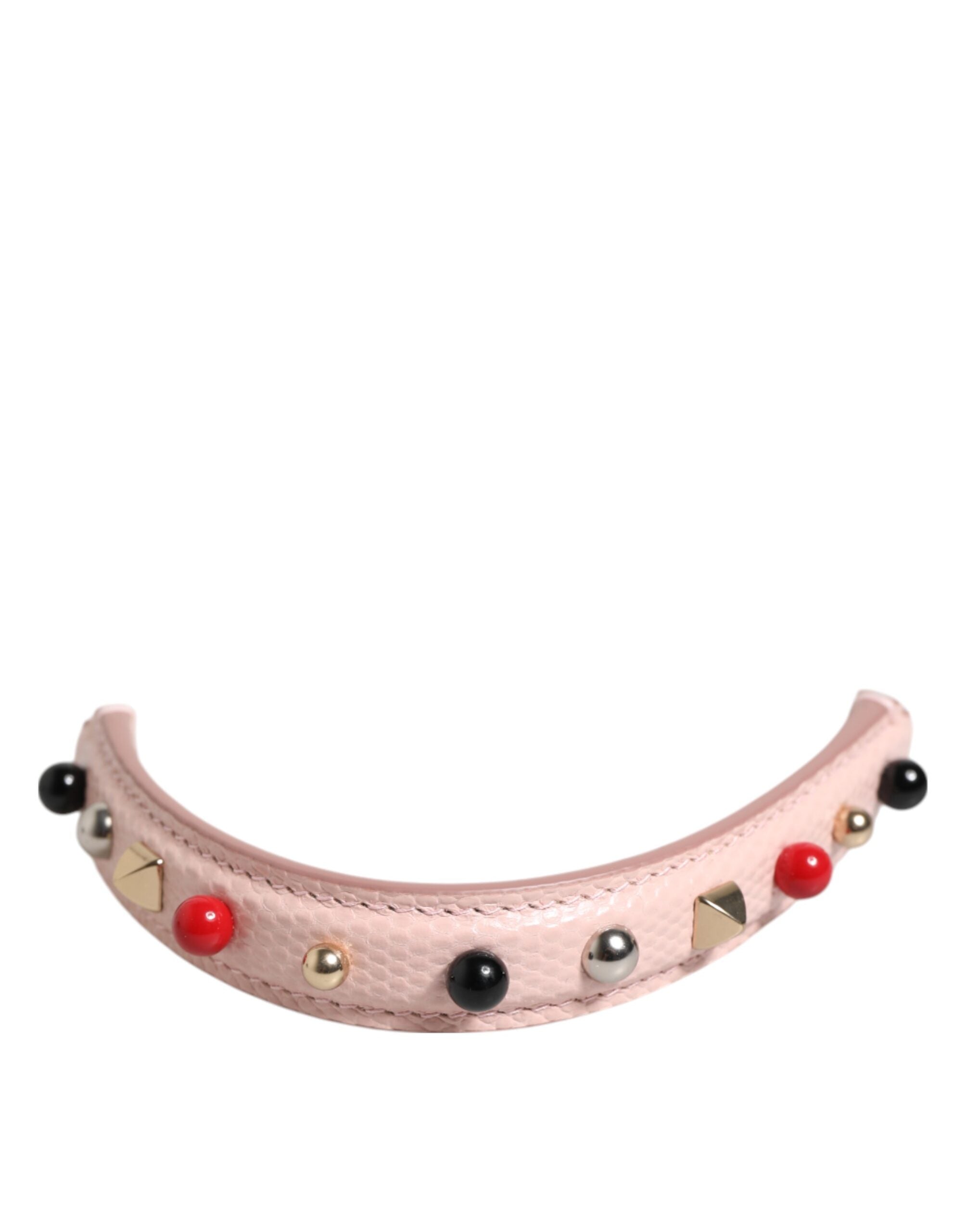 Light Pink Embellished Leather Bag Handle  Shoulder Strap - ventzia