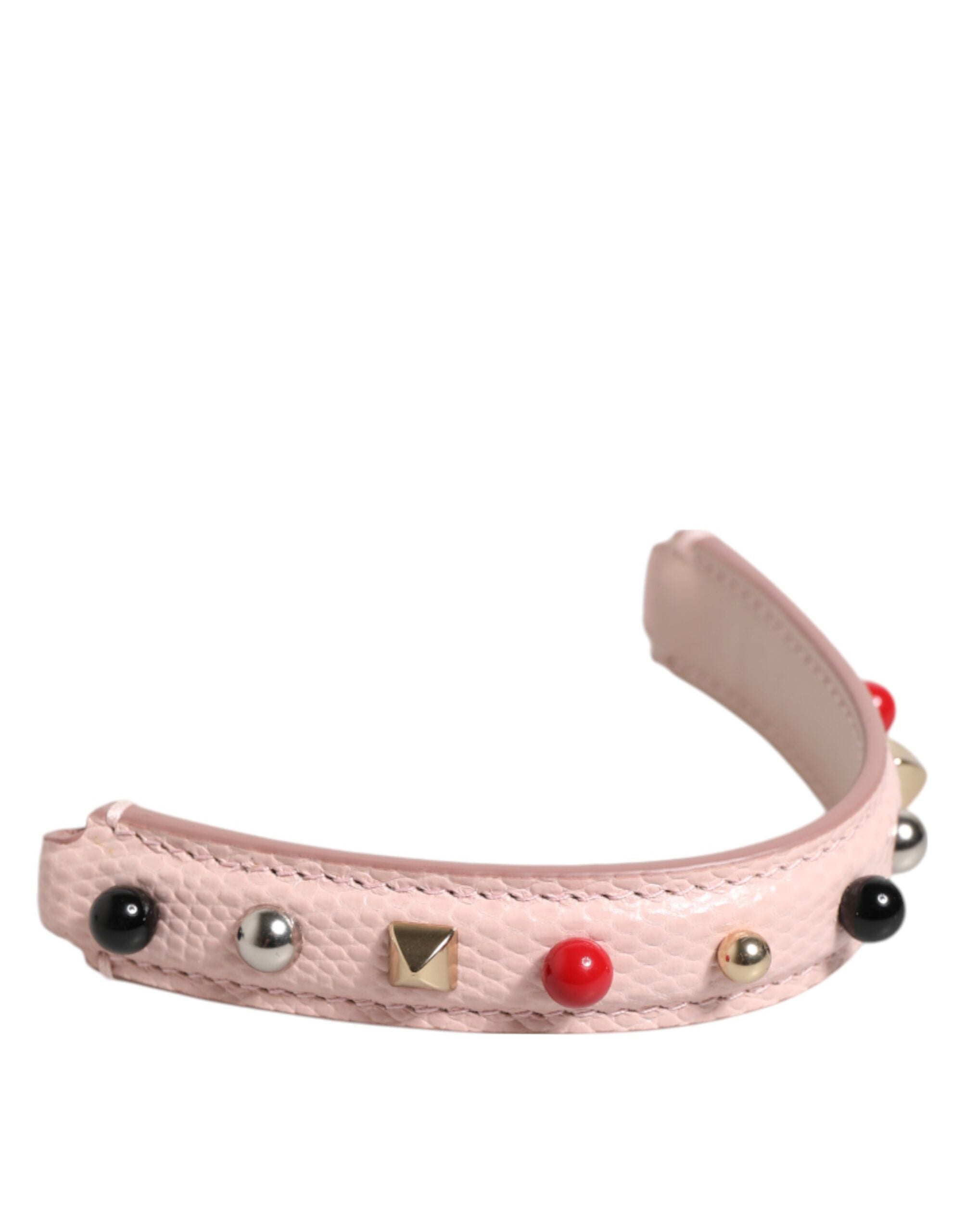 Light Pink Embellished Leather Bag Handle  Shoulder Strap - ventzia