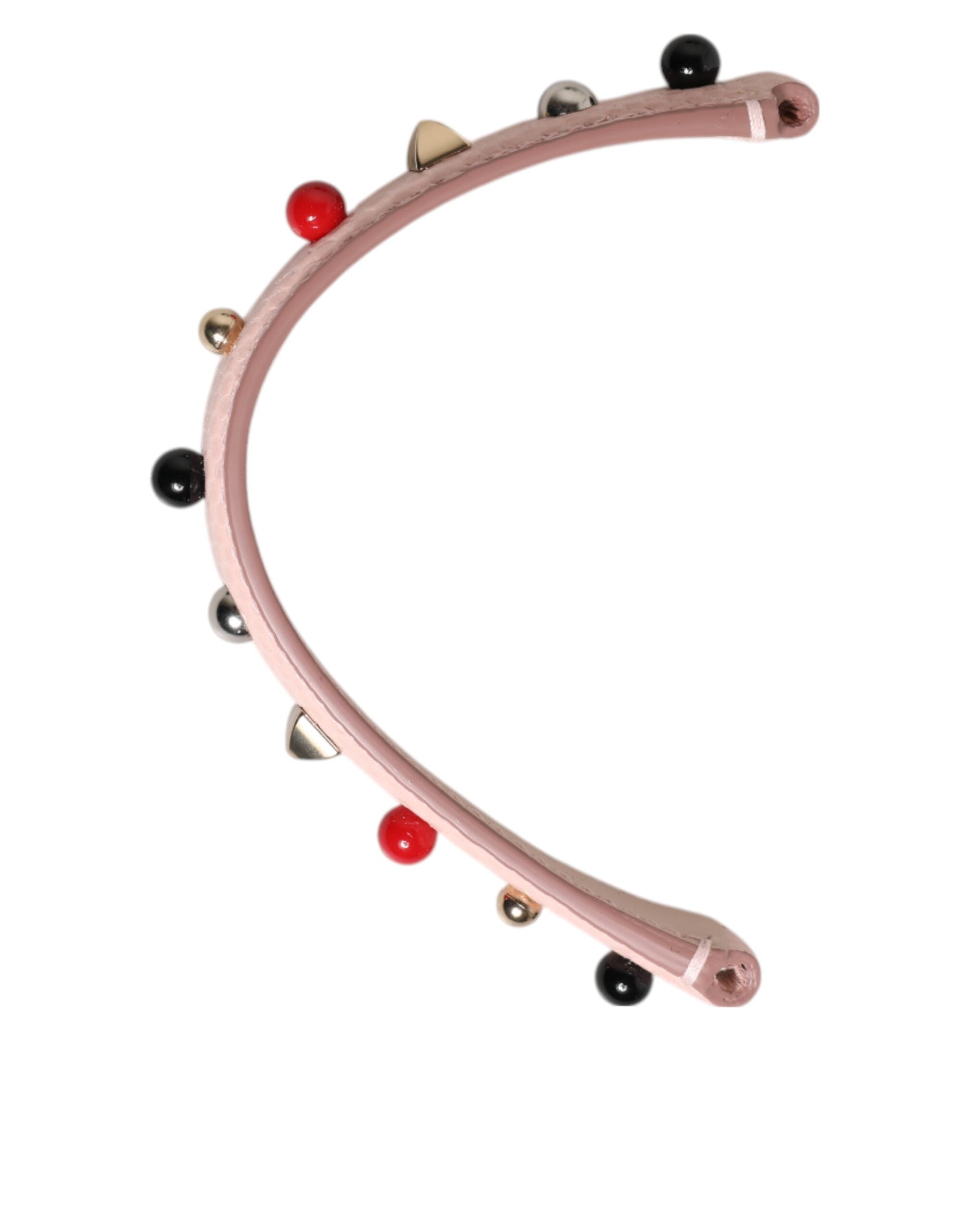 Light Pink Embellished Leather Bag Handle  Shoulder Strap - ventzia
