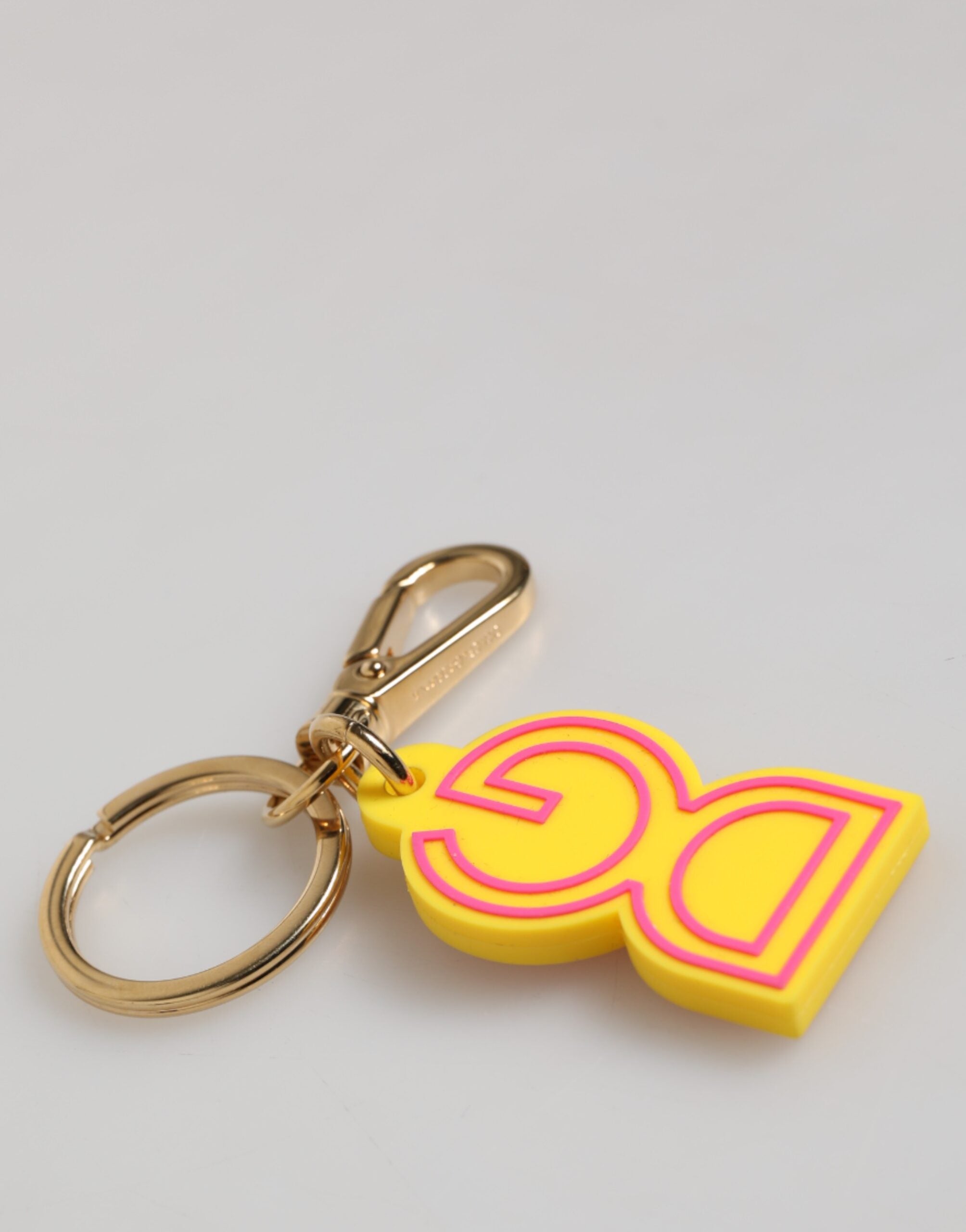Yellow Rubber Gold Tone Metal DG Logo Keyring Keychain - ventzia