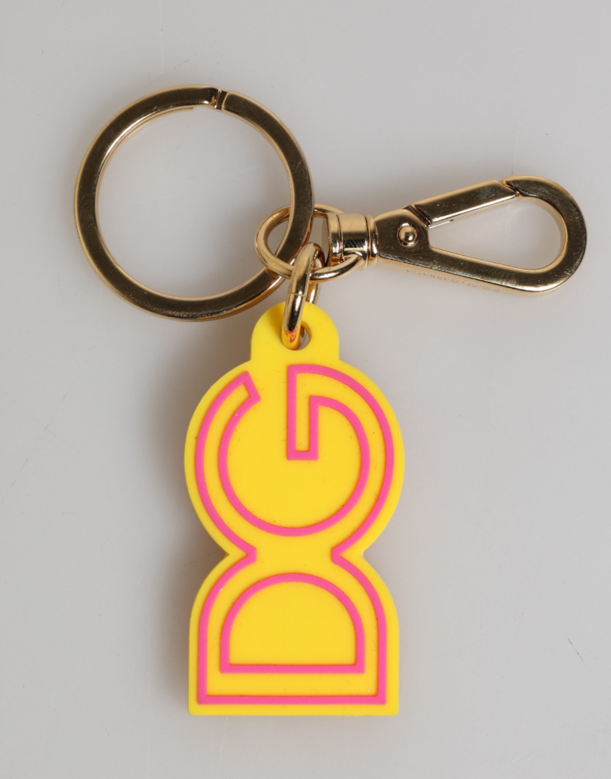 Yellow Rubber Gold Tone Metal DG Logo Keyring Keychain - ventzia