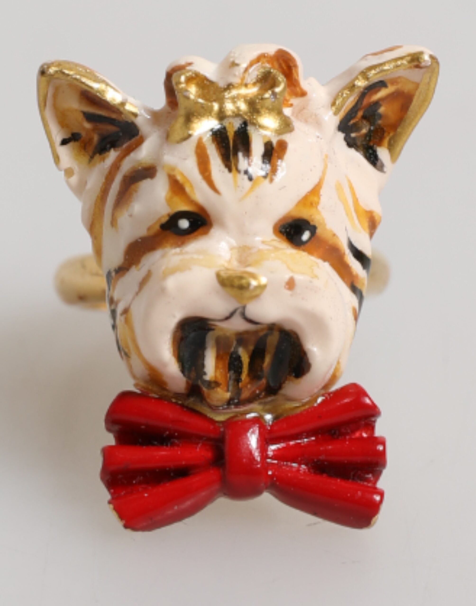 Gold Brass Resin Beige Dog Pet Accessory Ring - ventzia