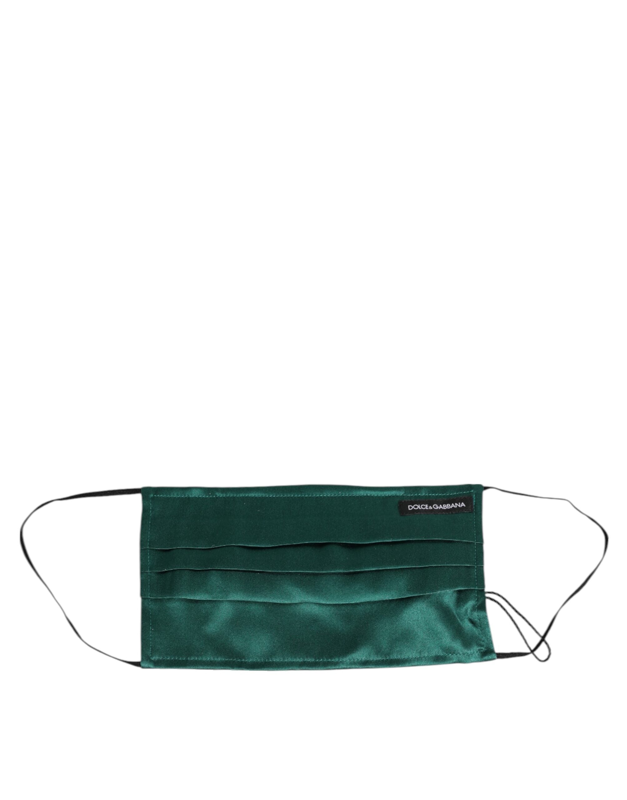 Green Silk Pleated Elastic Ear Strap Face Mask - ventzia