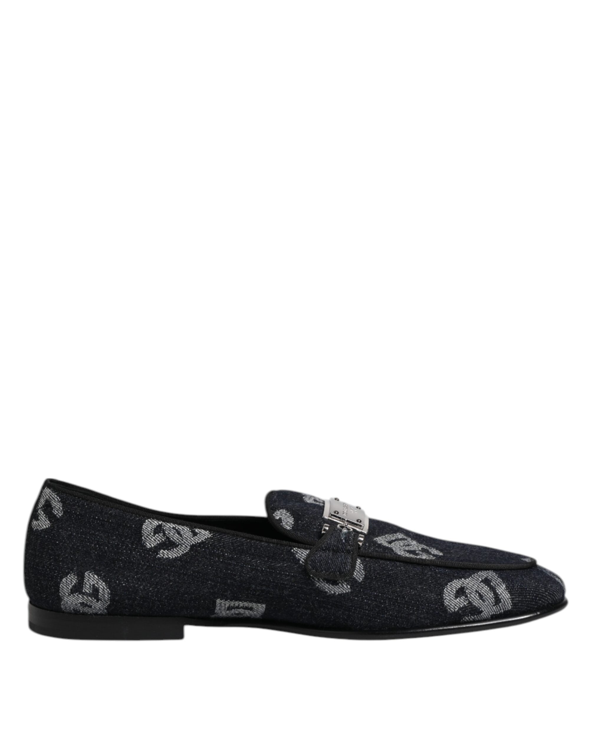 Blue Logo Cotton Loafers Formal Dress Shoes - ventzia