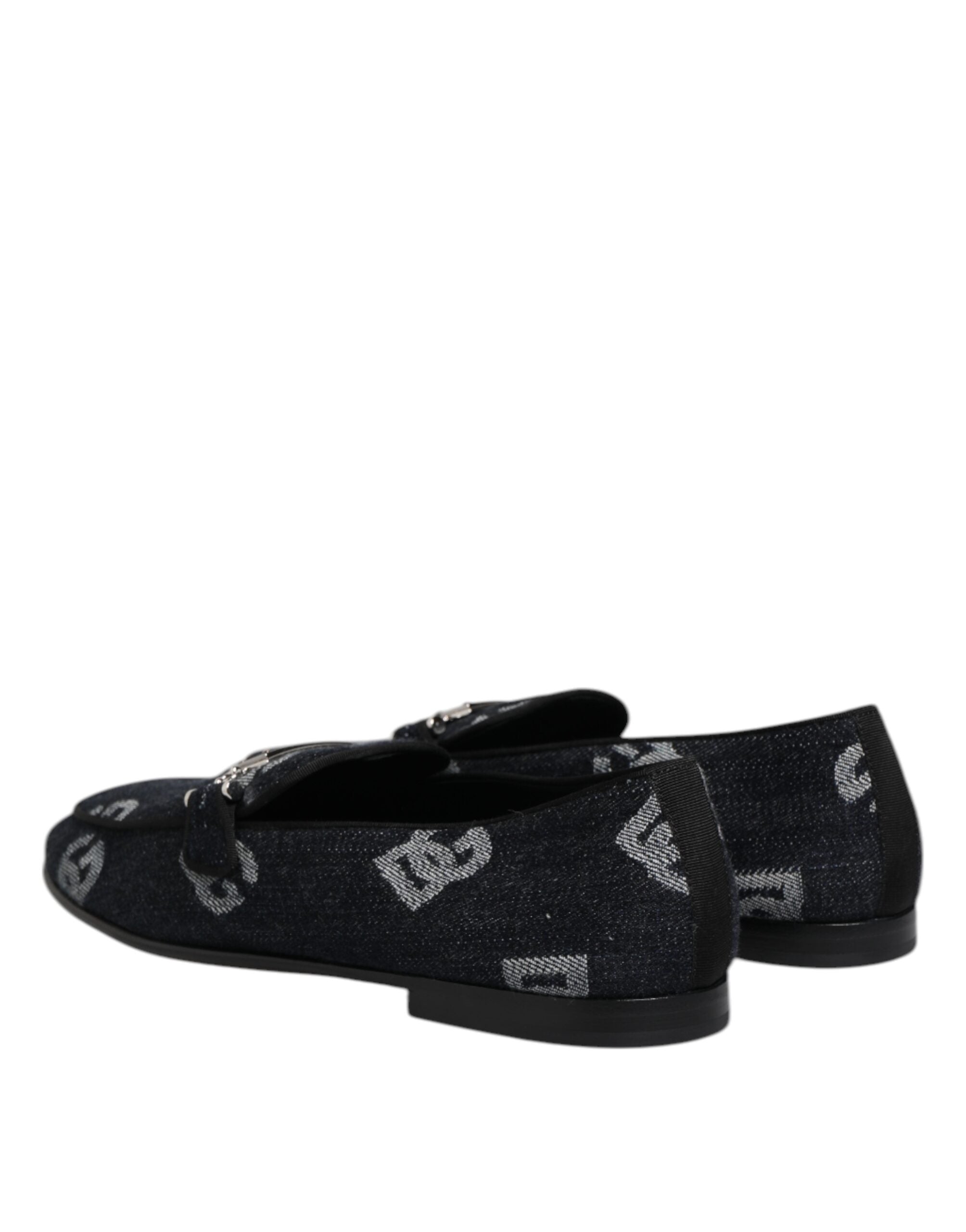Blue Logo Cotton Loafers Formal Dress Shoes - ventzia