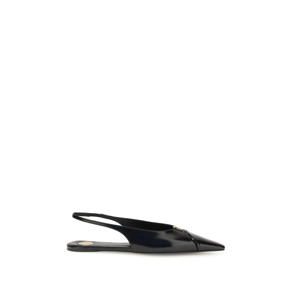 Black Calf Leather Bos Taurus Ballet Flats - ventzia