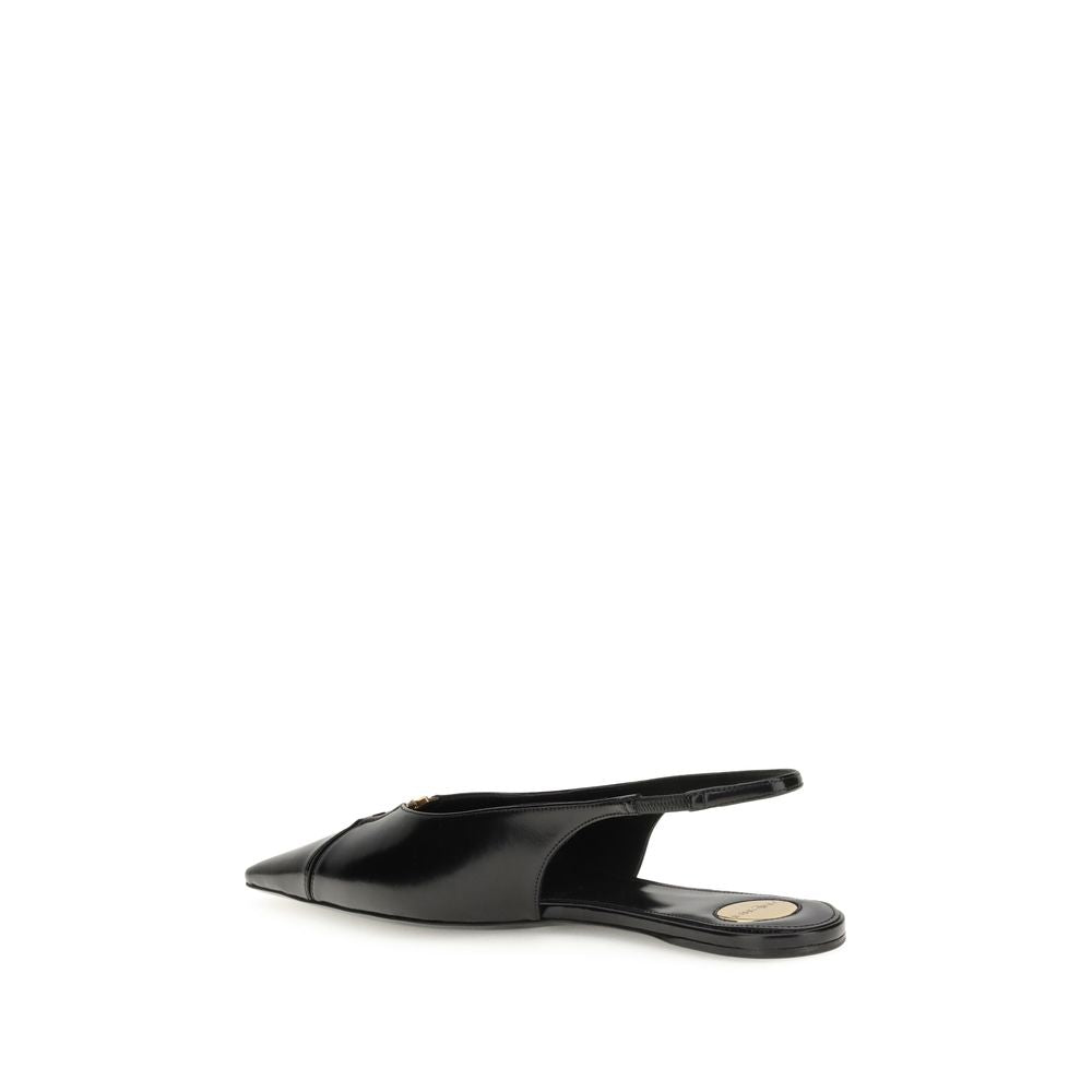 Black Calf Leather Bos Taurus Ballet Flats - ventzia