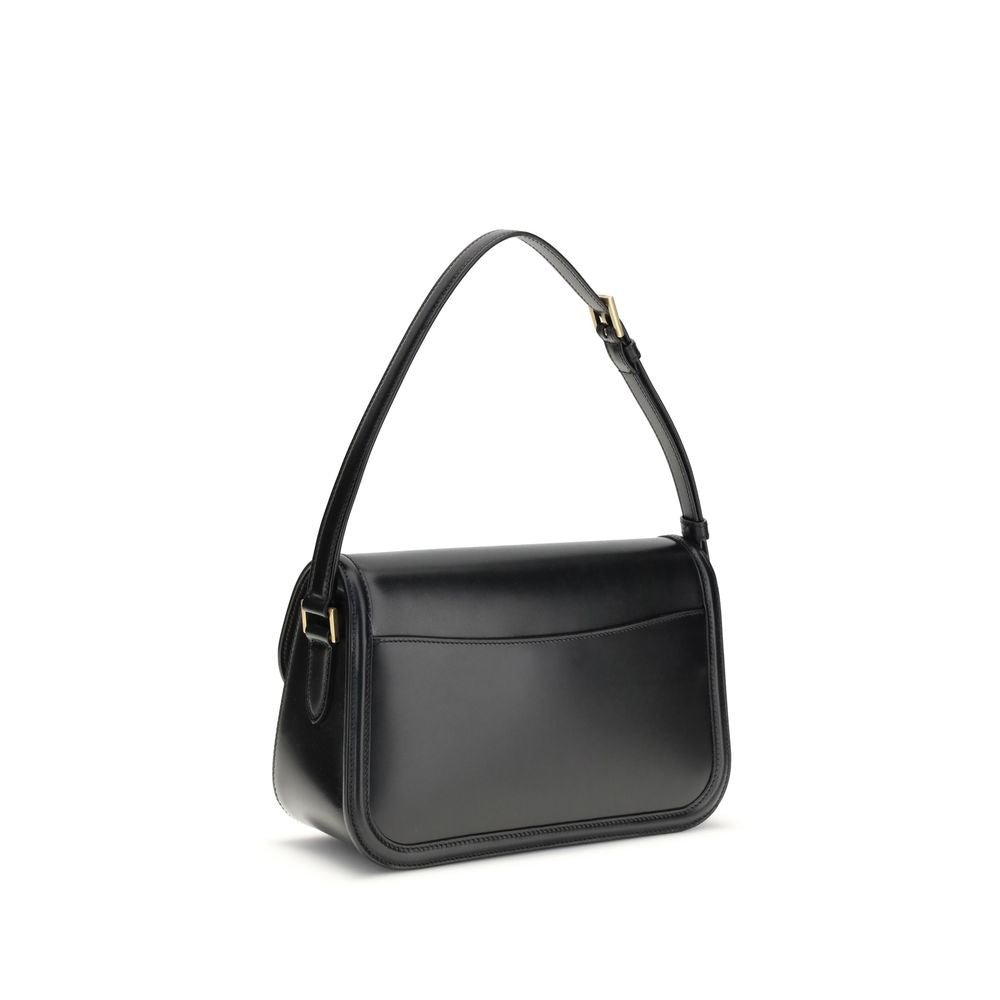 Black Calf Leather Bos Taurus Shoulder Bag - ventzia