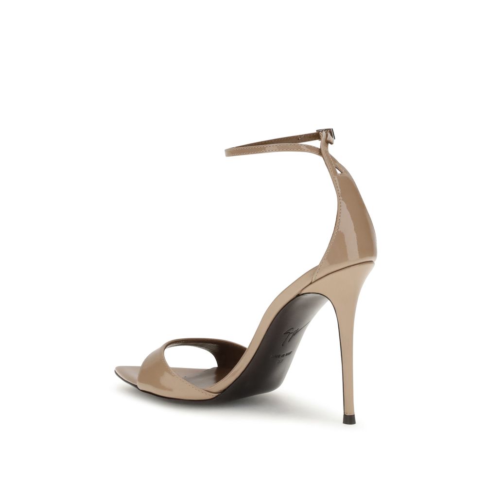 Beige Leather Stiletto Heel Sandals - ventzia