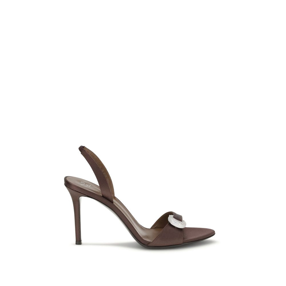 Brown Silk Stiletto Heel Sandals - ventzia