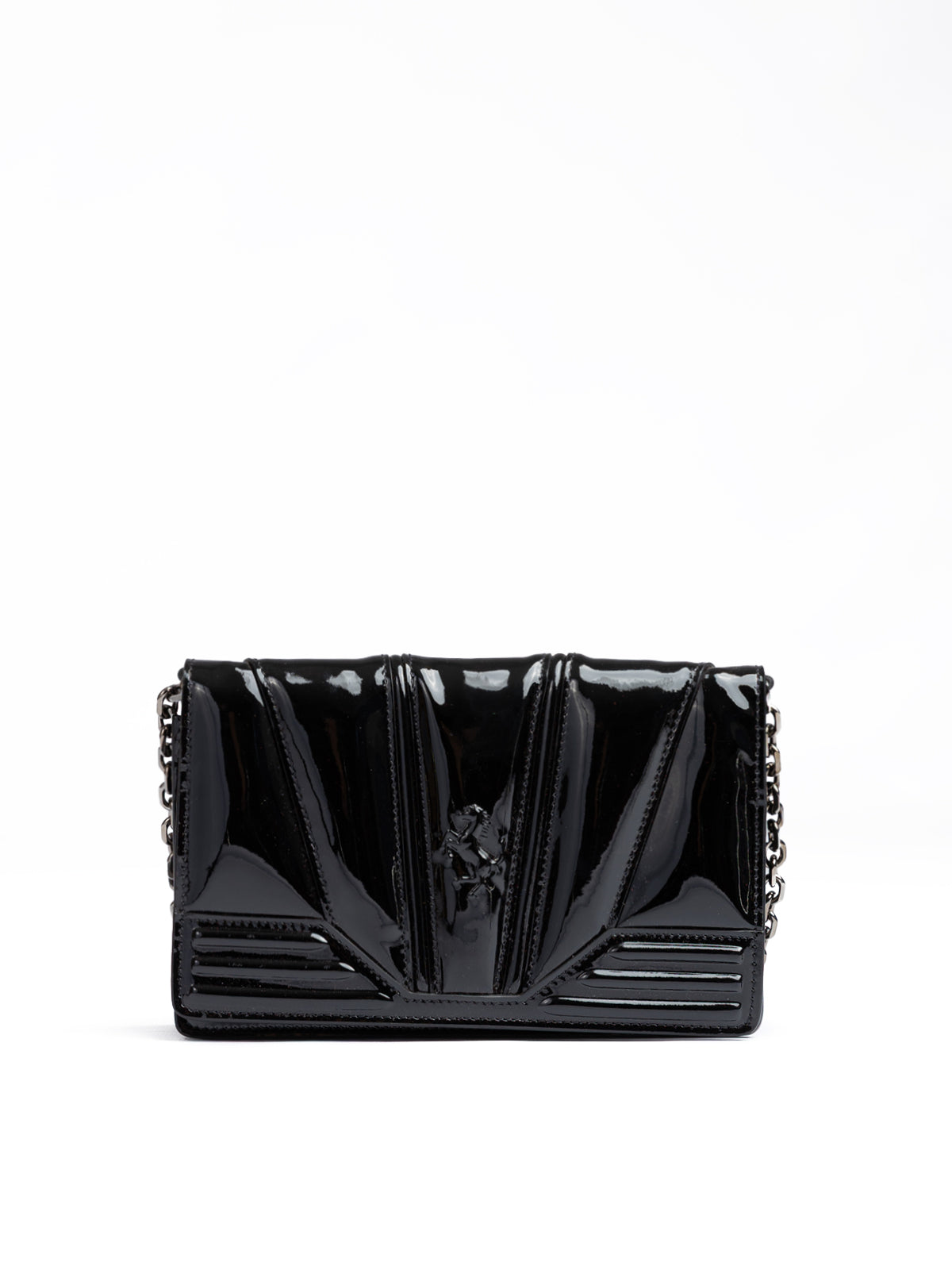 Black GT patent leather bag with chain - ventzia